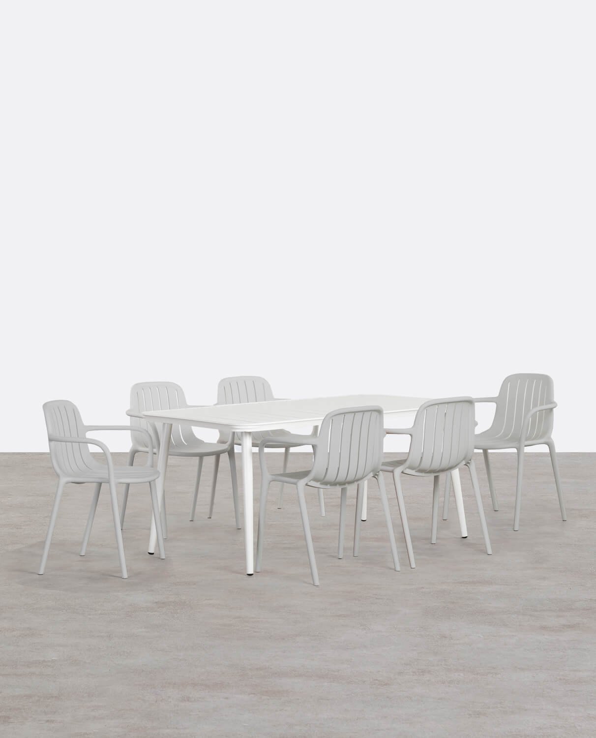 Set de Table Rectangulaire en Aluminium (160x90 cm) Cancún et 6 Chaises d'Extérieur en Polypropylène Brand, image de la gelerie 1