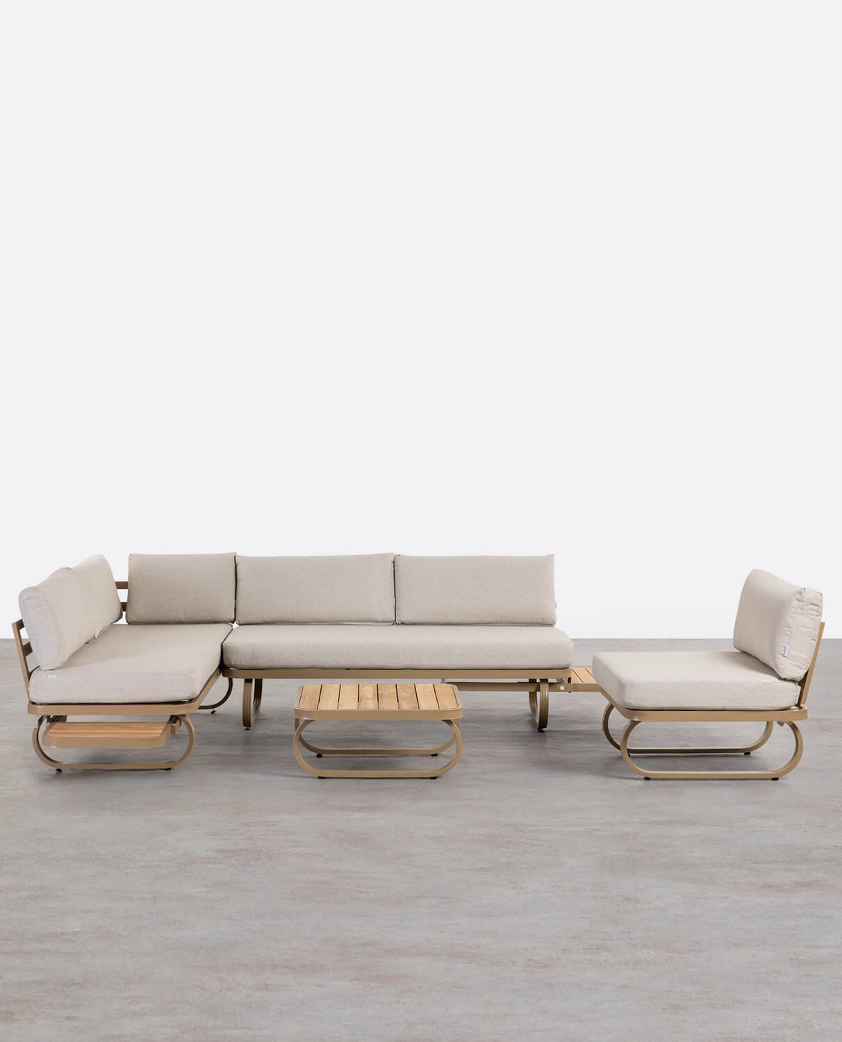 Ensemble de Jardin en Métal et Bois de Teck avec Fauteuil Simple Emilia, image de la gelerie 1