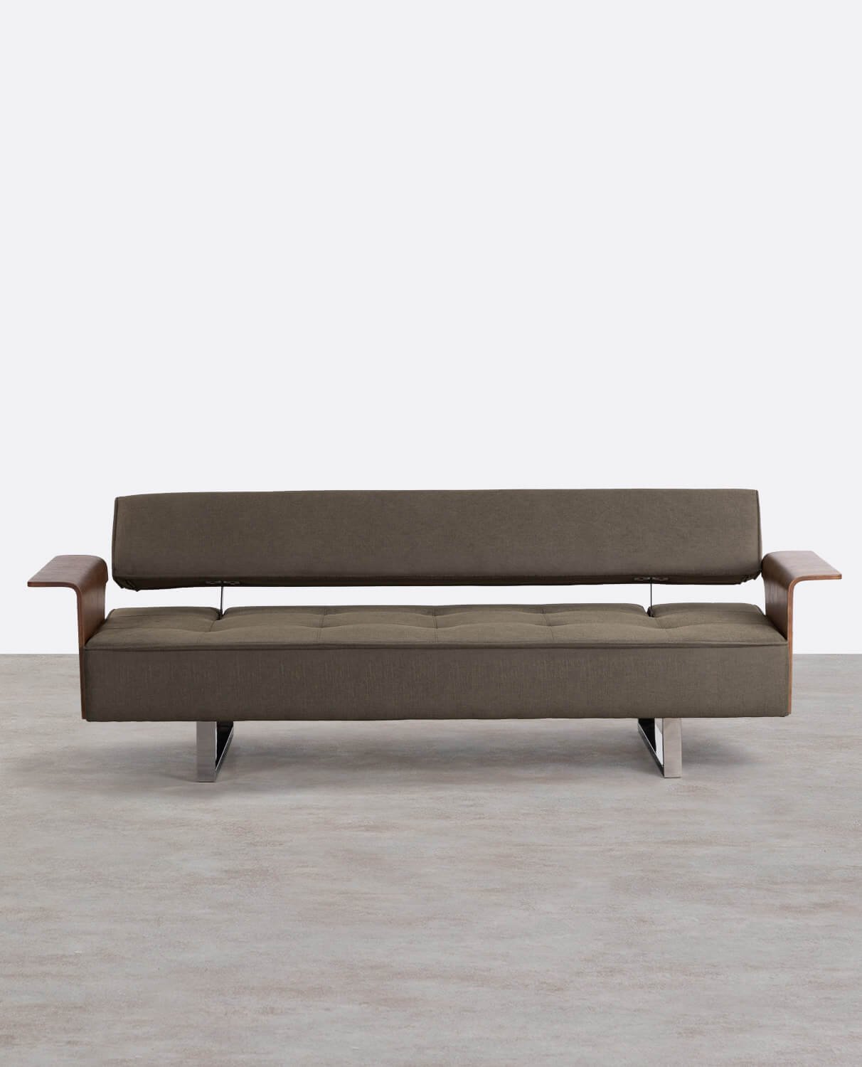 Canapé Lit 3 Places avec Accoudoirs Bois et Tissu neuf 70S, image de la gelerie 1