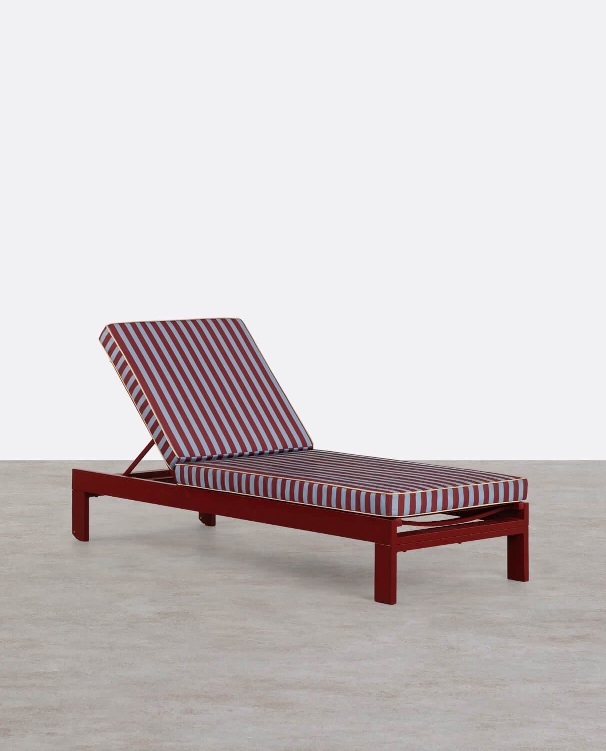 Pack 2 Chaises Longues Inclinables en Aluminium avec Coussin Rayé New Kreta, image de la gelerie 1