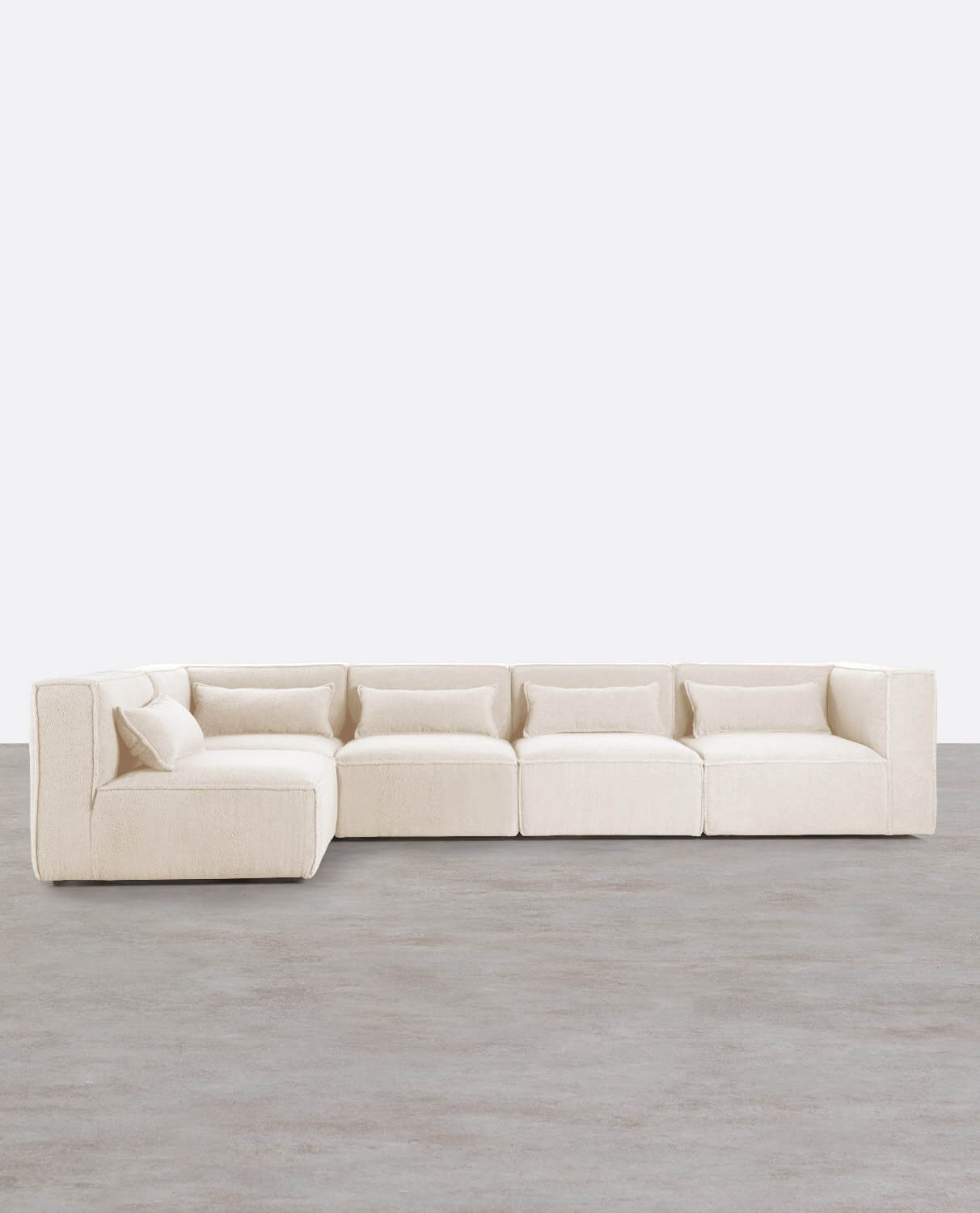 Canapé Modulable 5 Pièces avec 2 Fauteuils d'Angle en Tissu Boucle Kilhe, image de la gelerie 1
