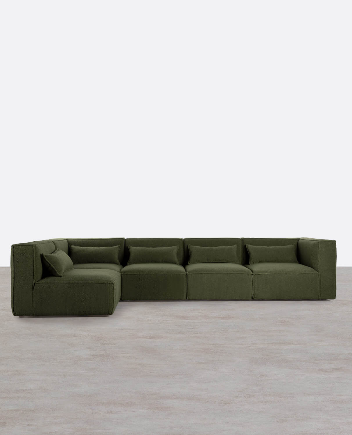 Canapé Modulable 5 Pièces avec 2 Fauteuils d'Angle en Tissu Boucle Kilhe, image de la gelerie 1