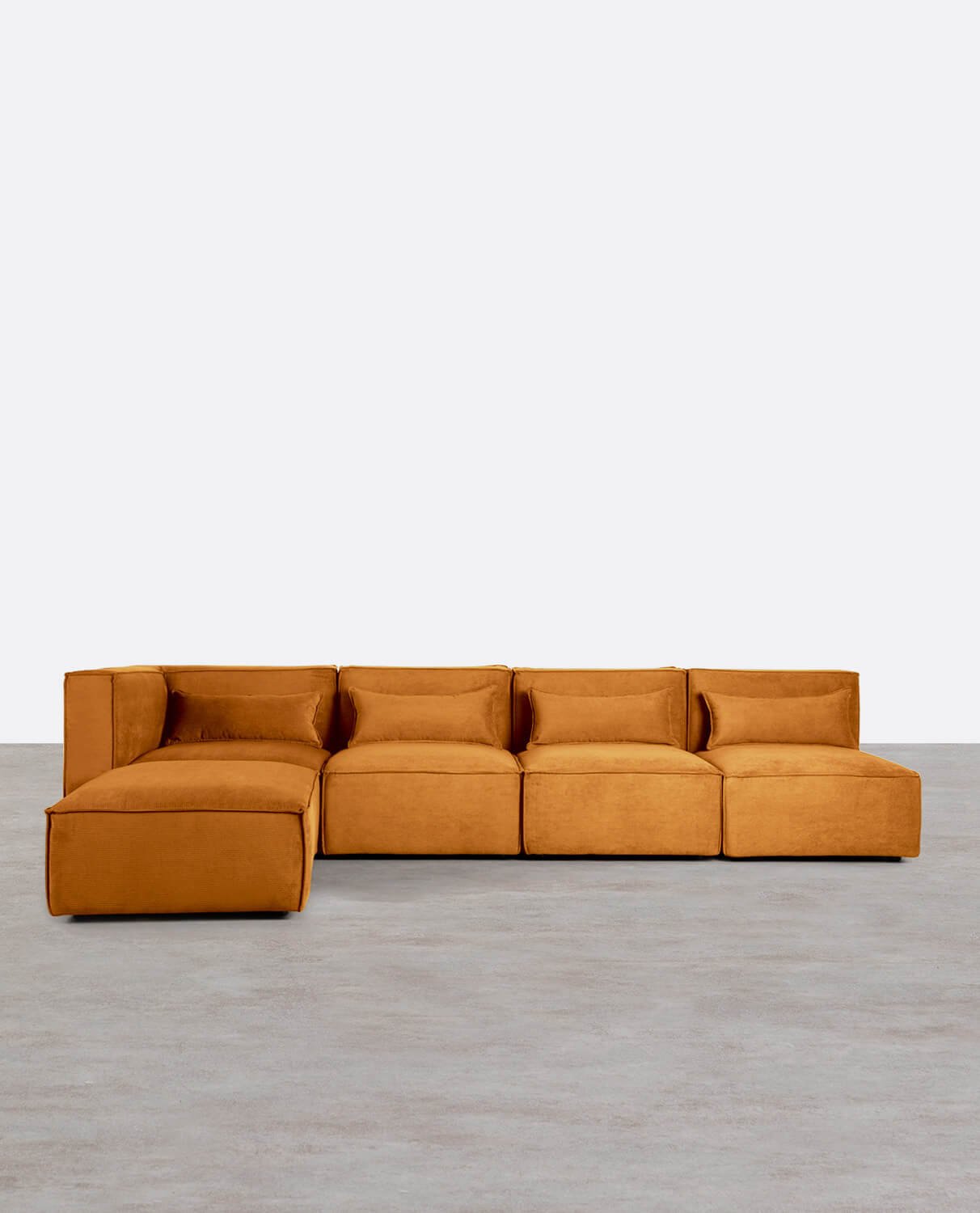 Canapé Modulaire 4 Pièces avec 3 Fauteuils et Pouf en Velours Côtelé Kilhe, image de la gelerie 1
