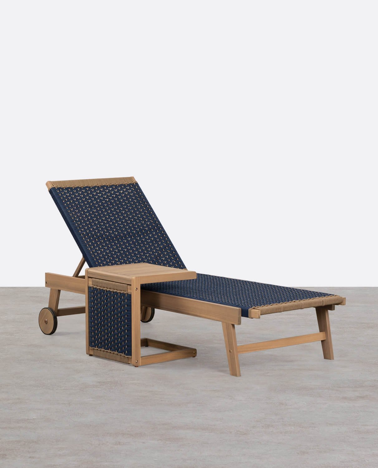 Set Chaise Longue et Table d'Appoint en Bois d'Acacia et Corde Mirle, image de la gelerie 1