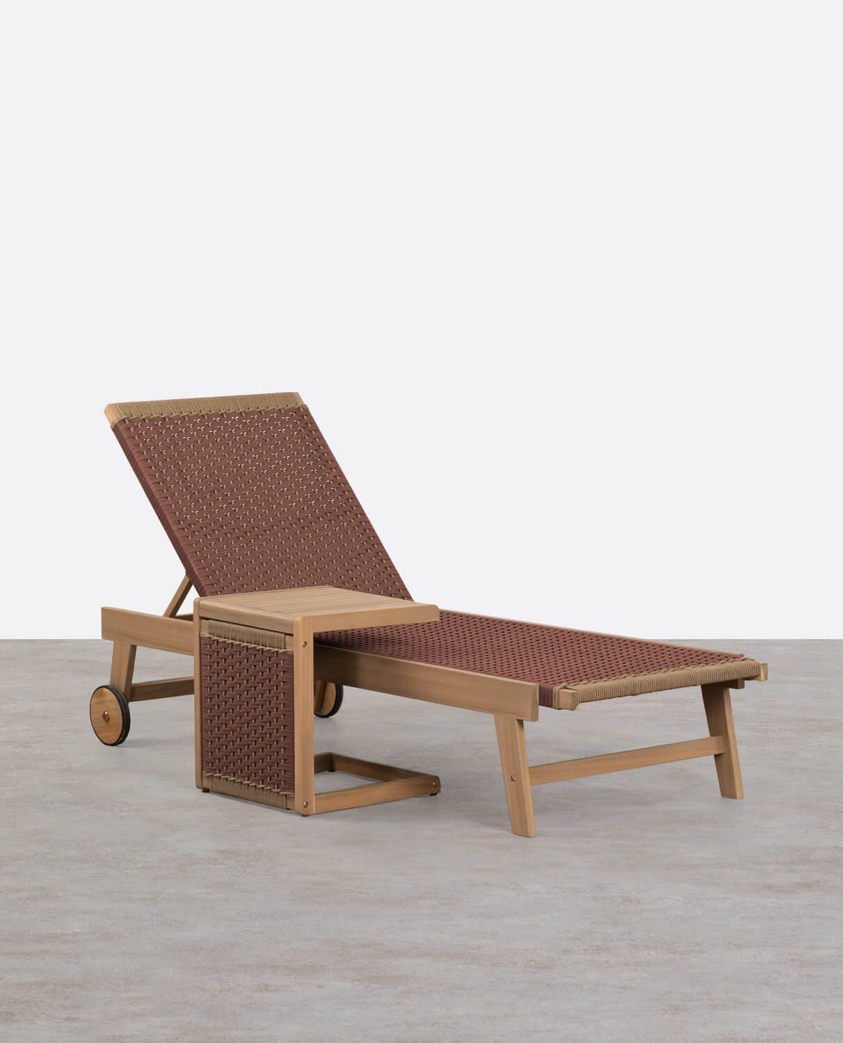 Set Chaise Longue et Table d'Appoint en Bois d'Acacia et Corde Mirle, image de la gelerie 1