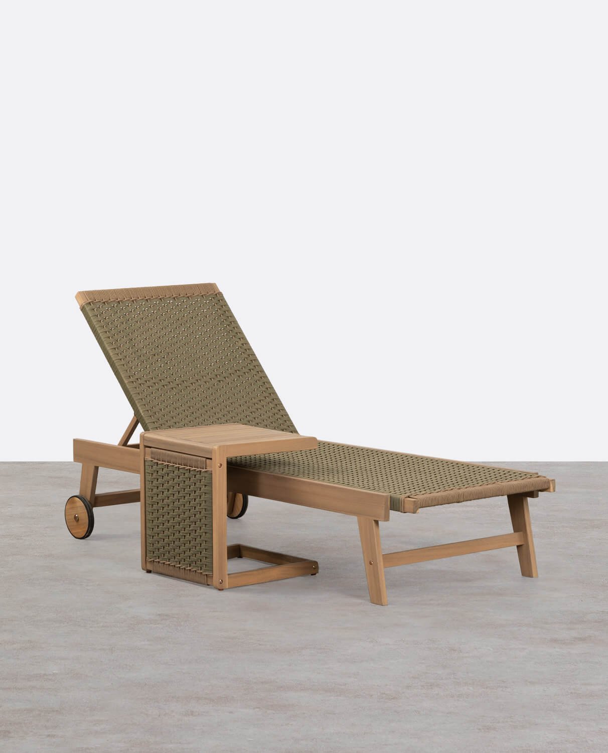 Set Chaise Longue et Table d'Appoint en Bois d'Acacia et Corde Mirle, image de la gelerie 1