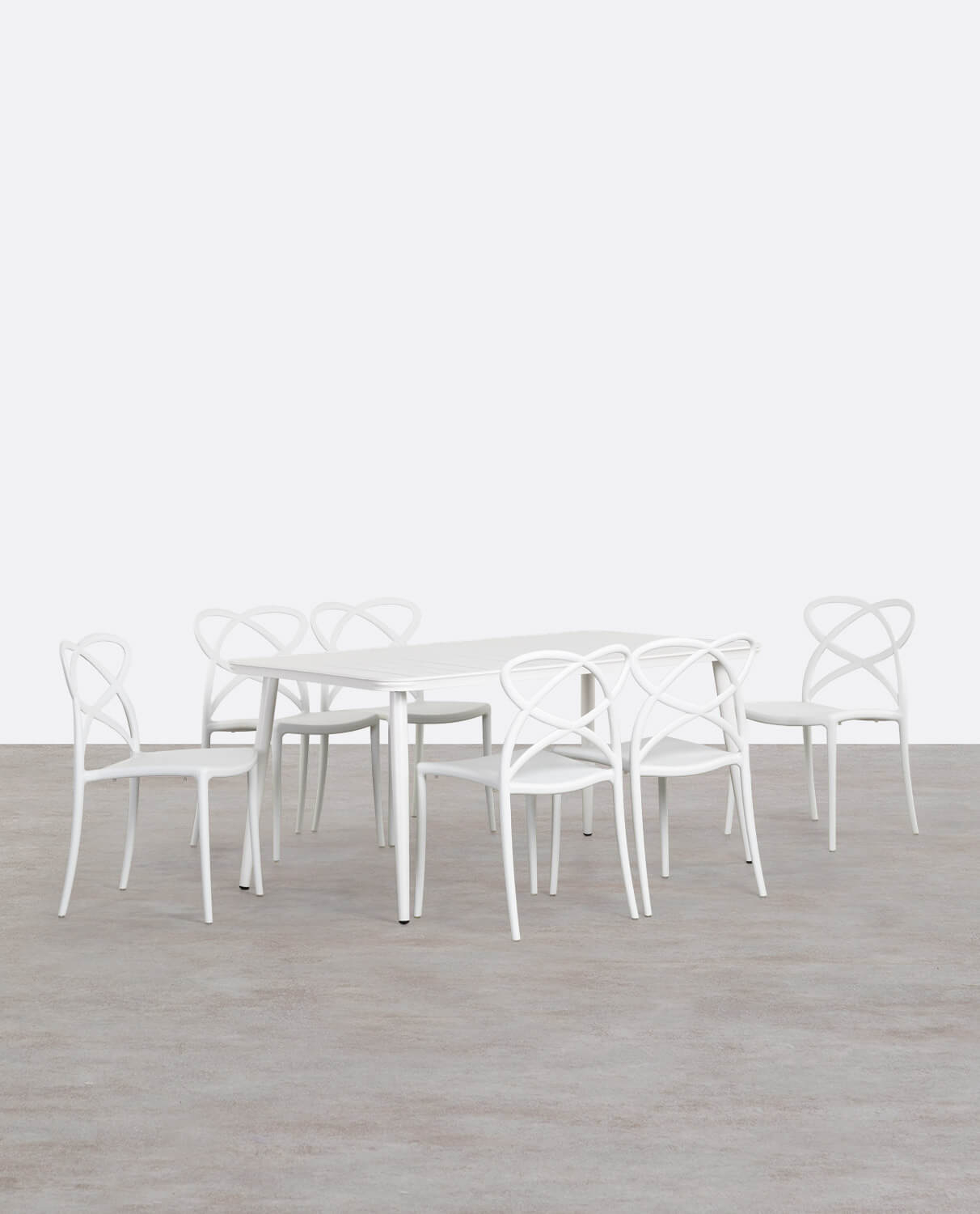 Ensemble de Table Rectangulaire en Aluminium Cancun et 6 Chaises d'Extérieur en polypropylène Cielo, image de la gelerie 1