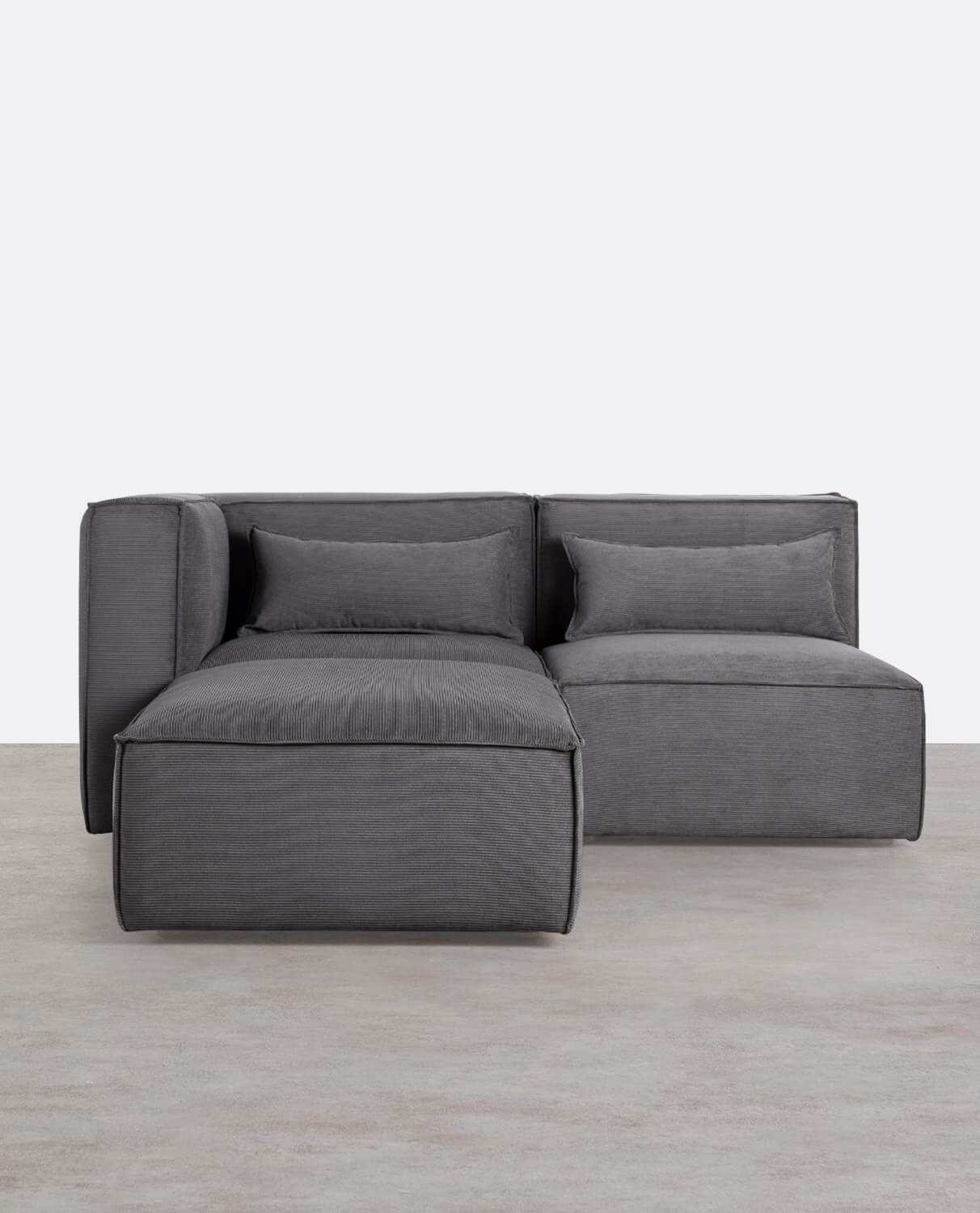 Canapé Modulables d'Angle de 2 Pièces et Pouf en Velours Côtelé Kilhe, image de la gelerie 1