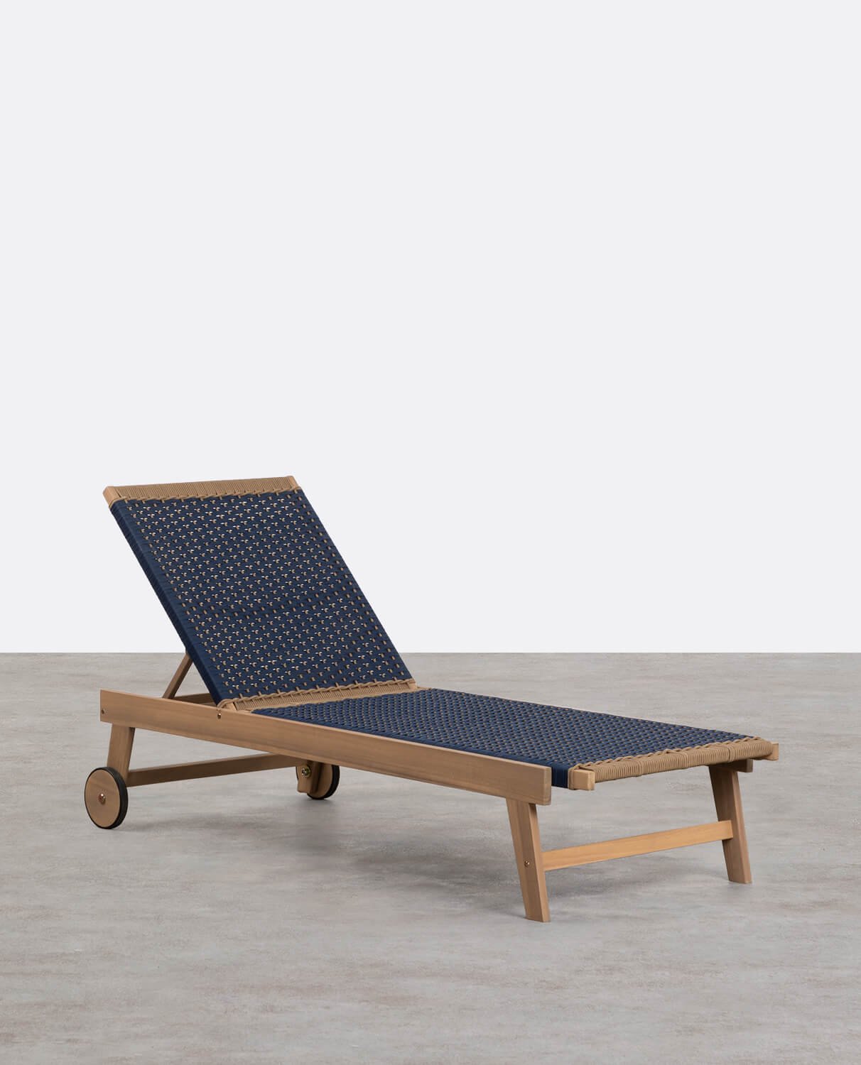 Chaise Longue avec Roues en Bois d'Acacia et Corde Mirle , image de la gelerie 1