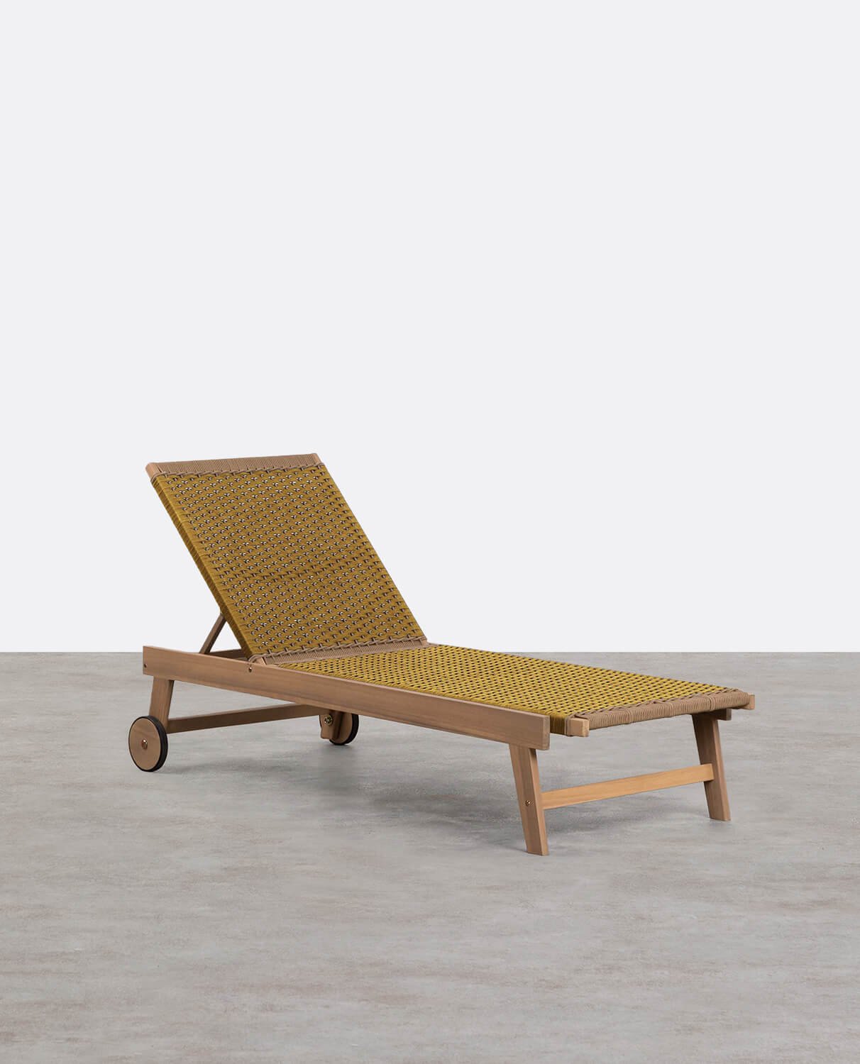 Chaise Longue avec Roues en Bois d'Acacia et Corde Mirle , image de la gelerie 1