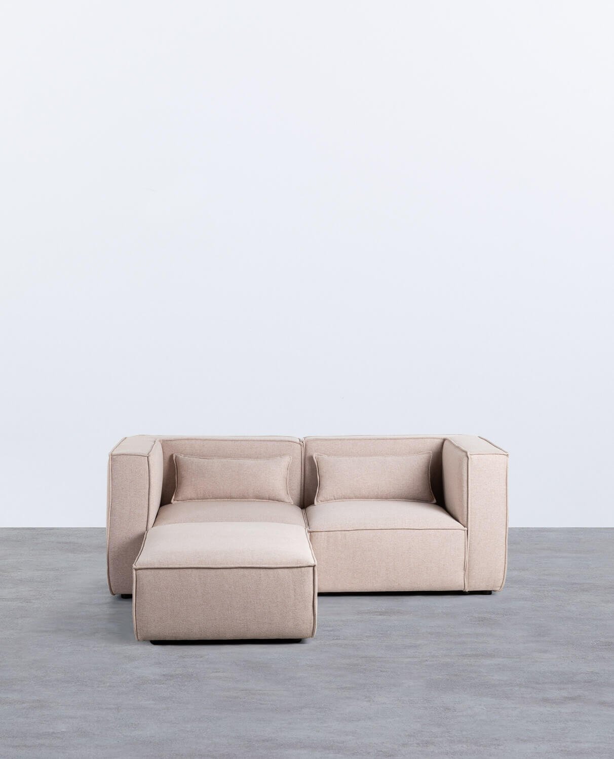 Canapé Modulable 2 pièces d´Angle et Pouf en Tissu Kilhe 