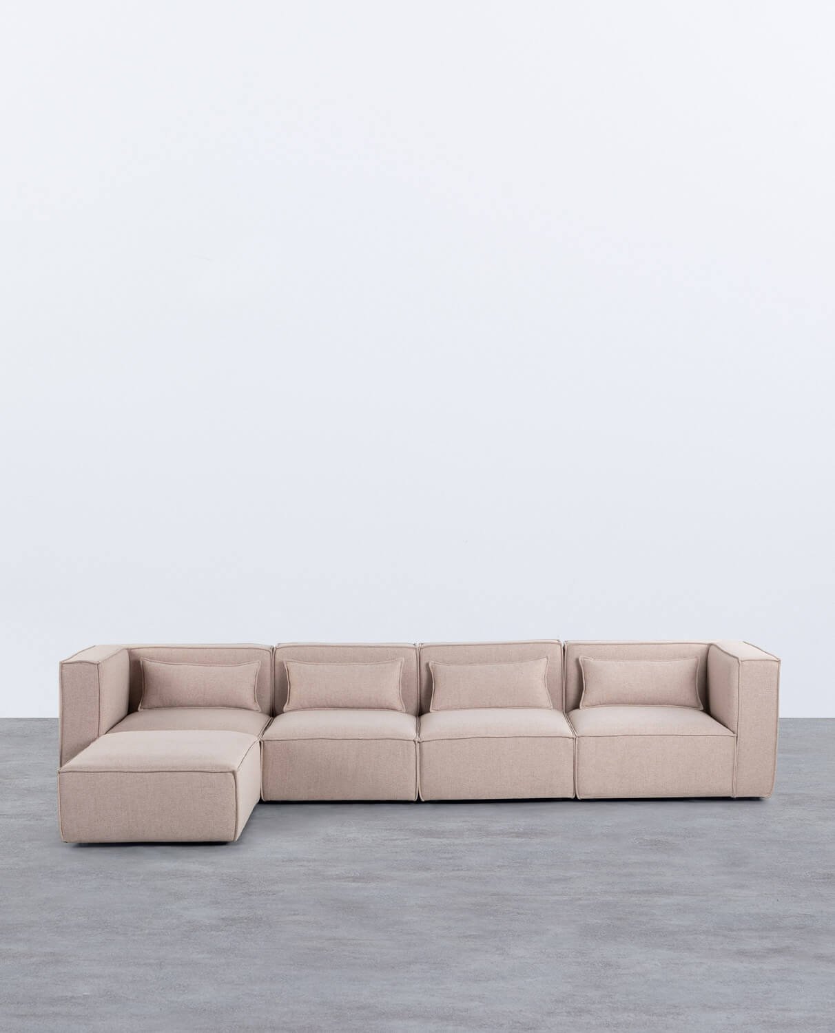 Canapé Modulable 4 pièces avec 2 Fauteuils d'Angle et Pouf en Tissu Kilhe 