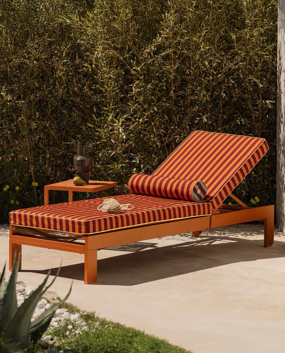 Nouvelle Chaise Longue Inclinable en Aluminium Kreta avec Coussin Rayé, image de la gelerie 2