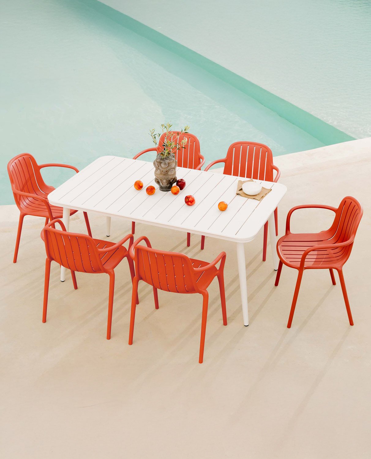 Set de Table Rectangulaire en Aluminium (160x90 cm) Cancún et 6 Chaises d'Extérieur en Polypropylène Brand, image de la gelerie 2