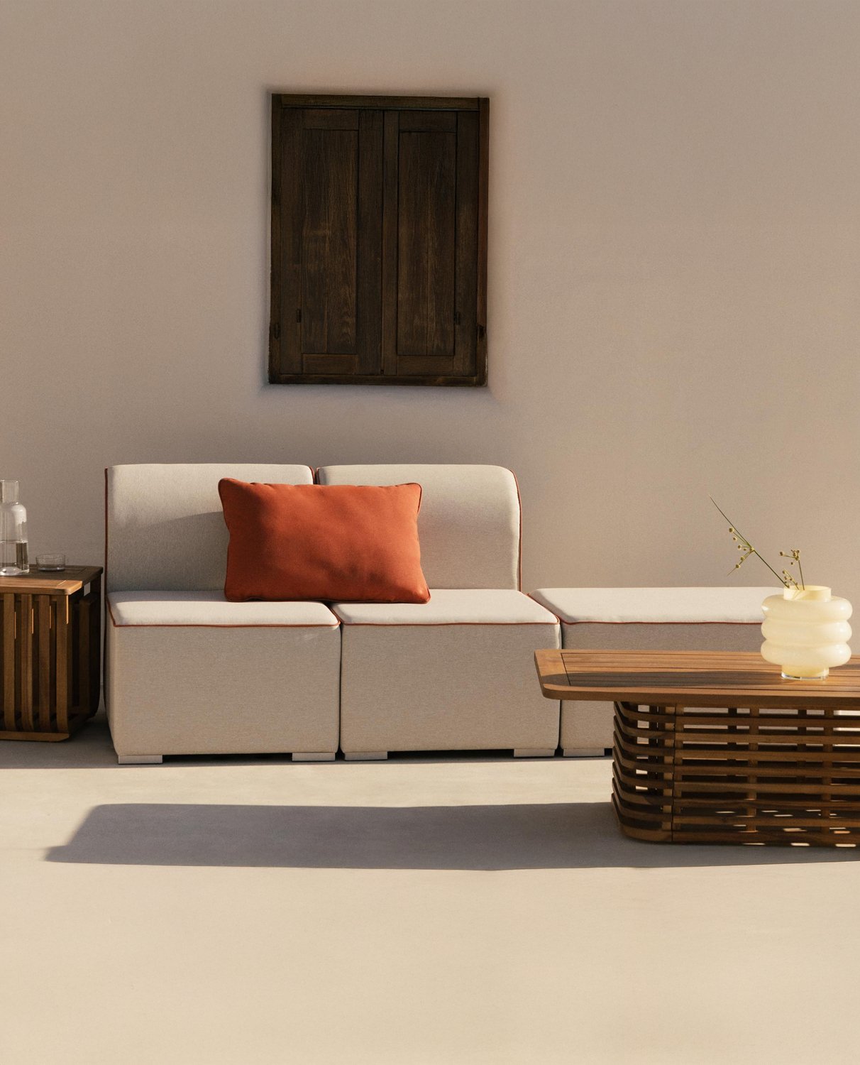 Canapé de Jardin Modulable 2 Pièces Fauteuil et Pouf en Tissu Lagos, image de la gelerie 2