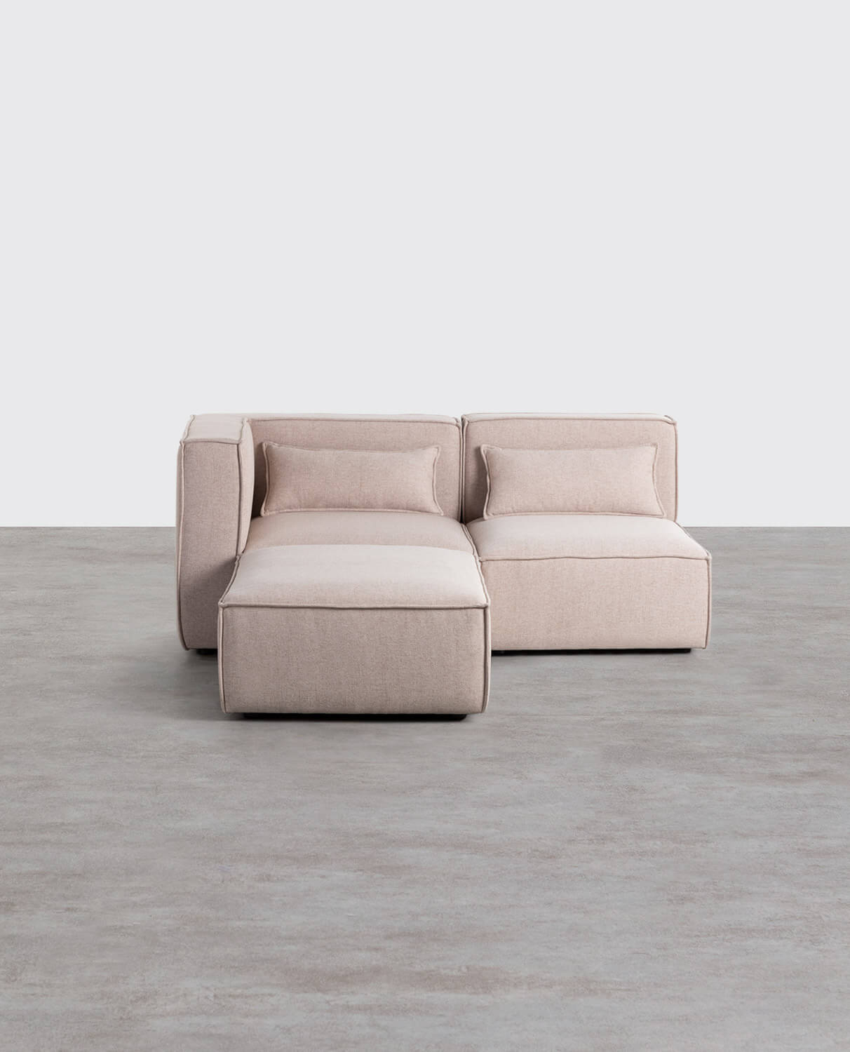 Canapé Modulable d'Angle 2 pièces et Pouf en Tissu Kilhe , image de la gelerie 1