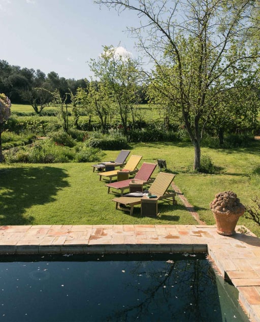 Chaise Longue avec Roues en Bois d'Acacia et Corde Mirle