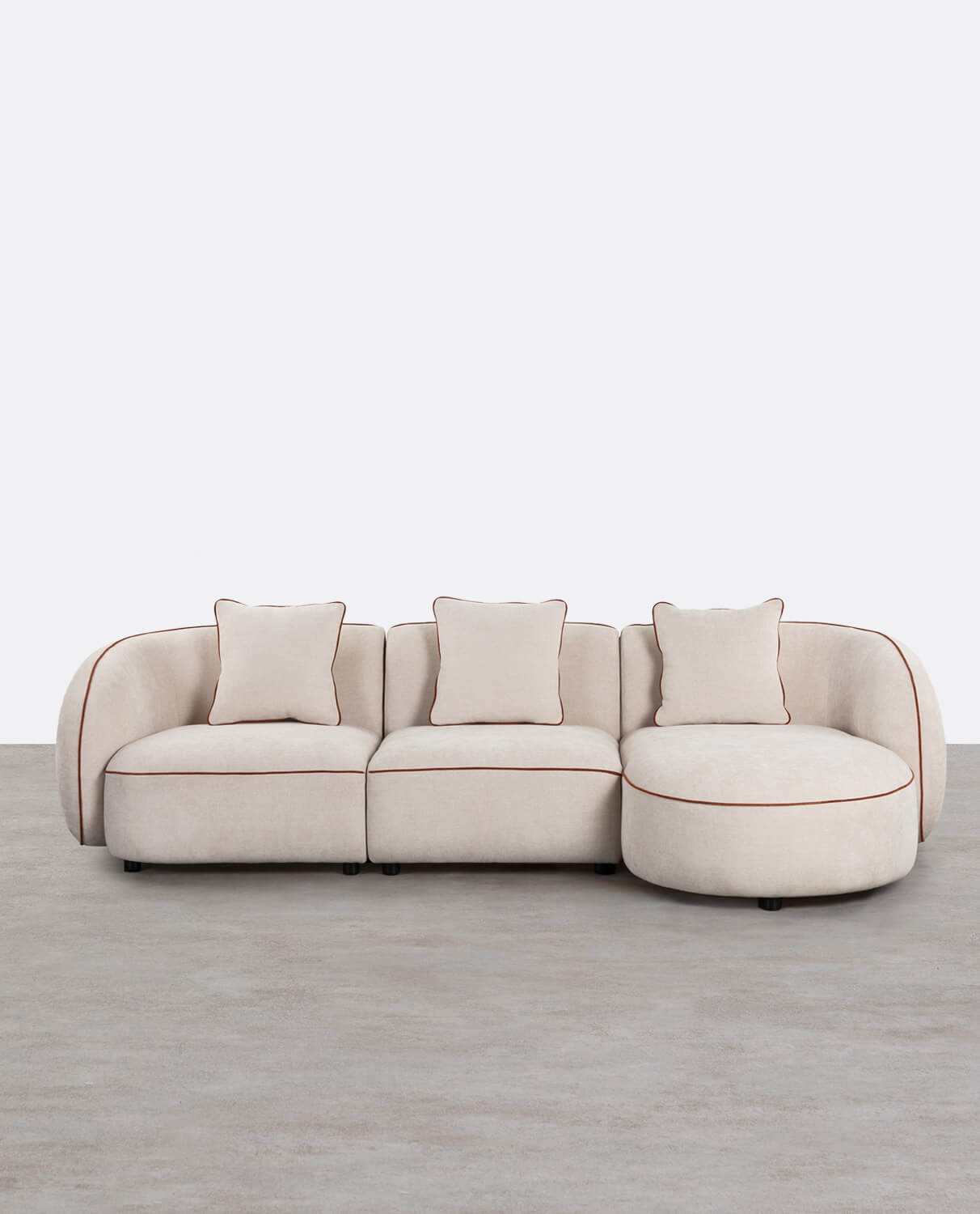 Canapé Méridienne Modulable 3 Pièces avec Fauteuil D'Angle et Fauteuil en Tissu Ilham, image de la gelerie 1