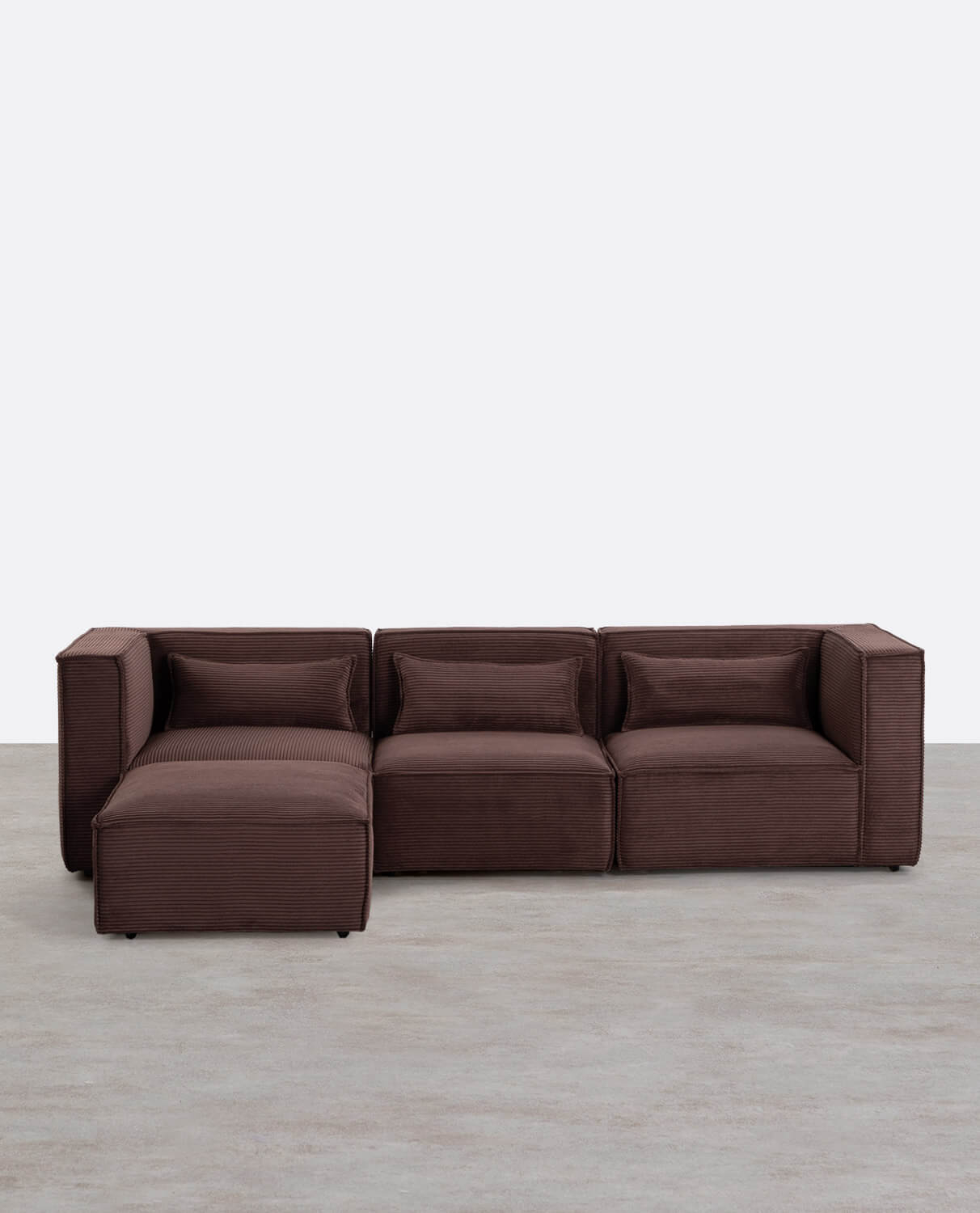  Canapé Modulable 3 Pièces avec 2 Modules d'Angle et Fauteuil avec Pouf en Velours Côtelé Épais Kilhe , image de la gelerie 1