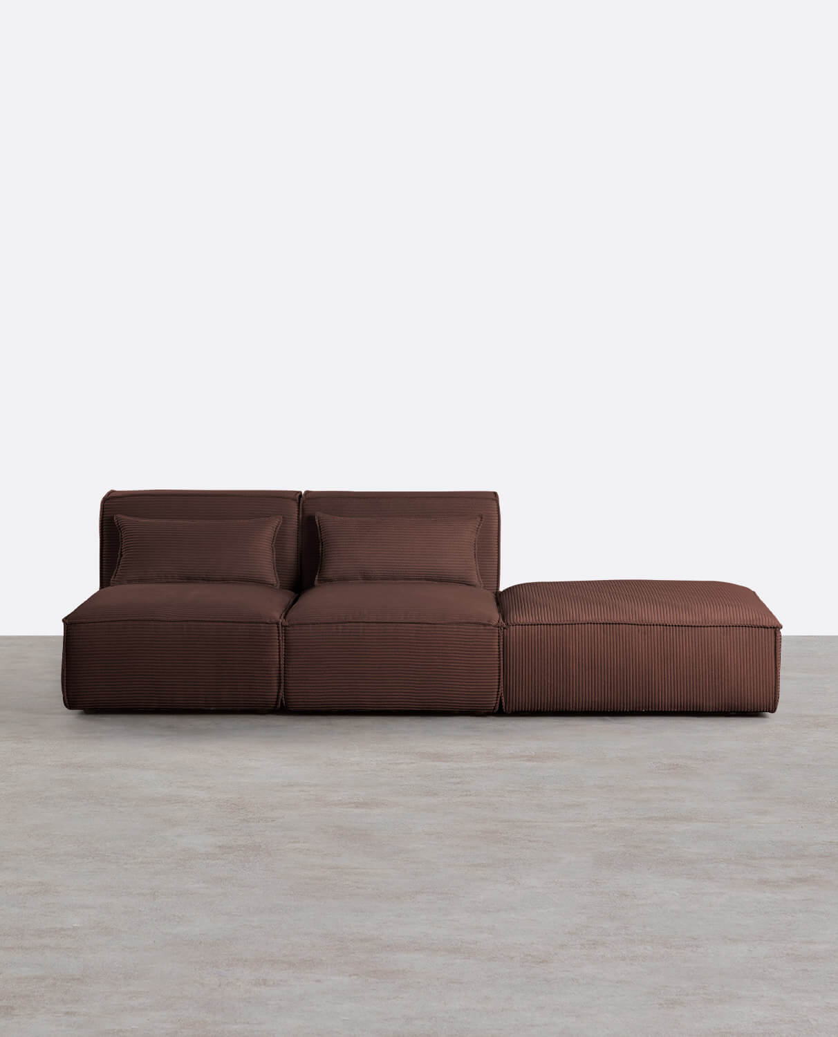 Canapé Modulable 2 Pièces avec Pouf en Velours Côtelé Épais Kilhe , image de la gelerie 1