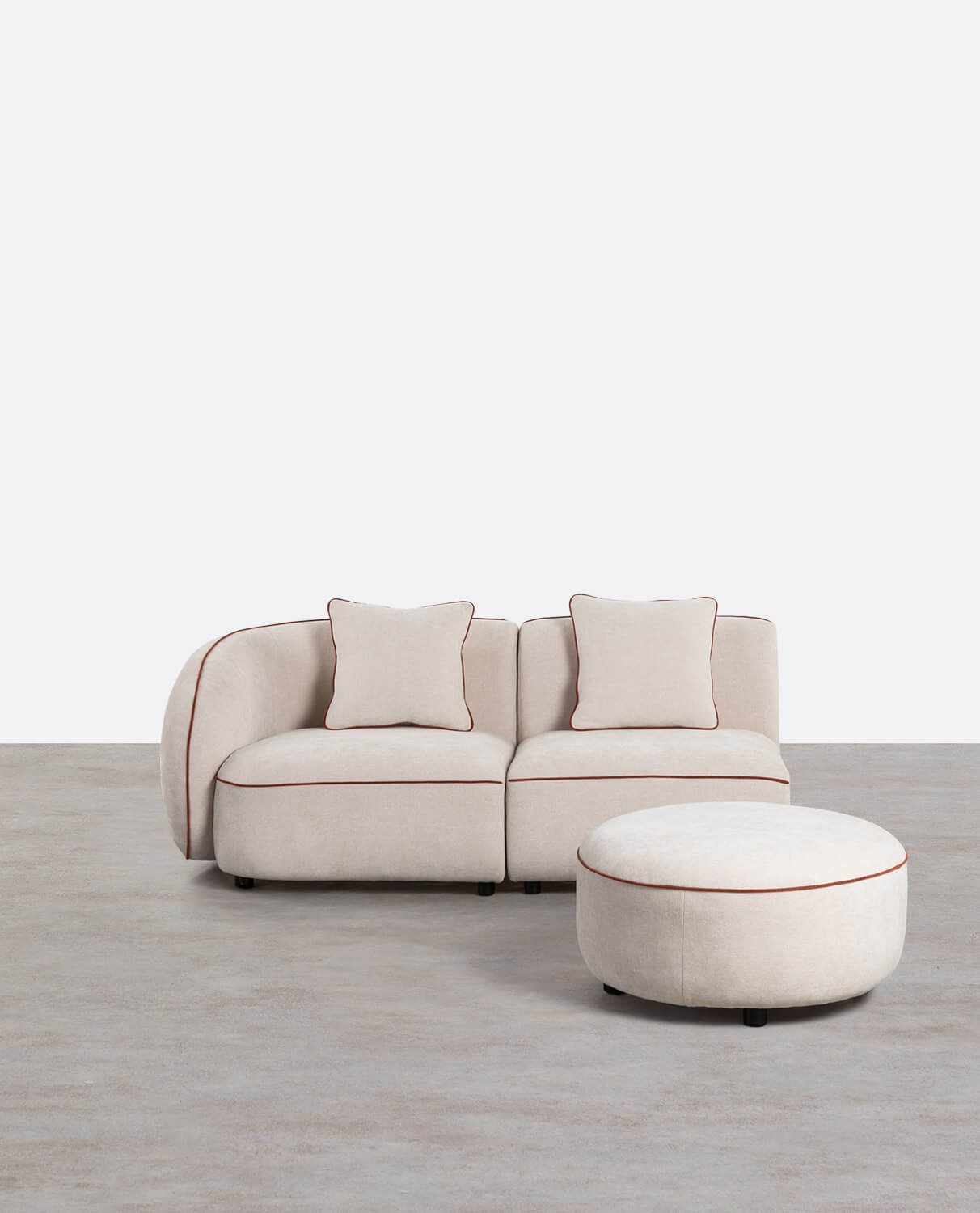 Canapé D'Angle Modulable 2 Pièces avec Fauteuil et Pouf en Tissu Ilham, image de la gelerie 1