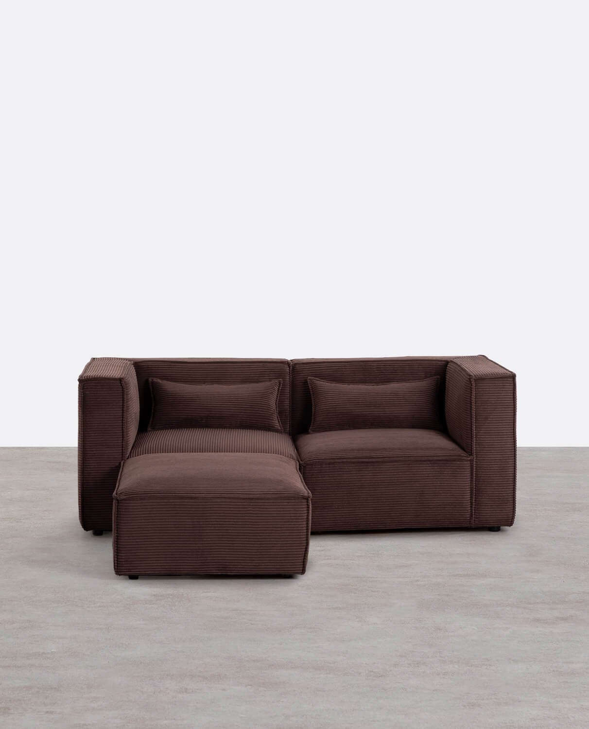 Canapé d'Angle Modulable  2 Pièces avec Pouf en Velours Côtelé Épais Kilhe , image de la gelerie 1