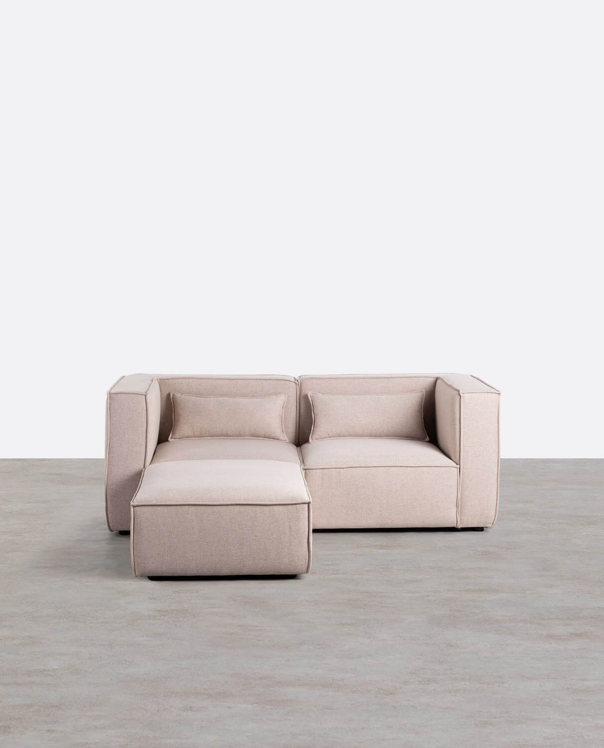 Canapé Modulable 2 pièces d´Angle et Pouf en Tissu Kilhe , image de la gelerie 1