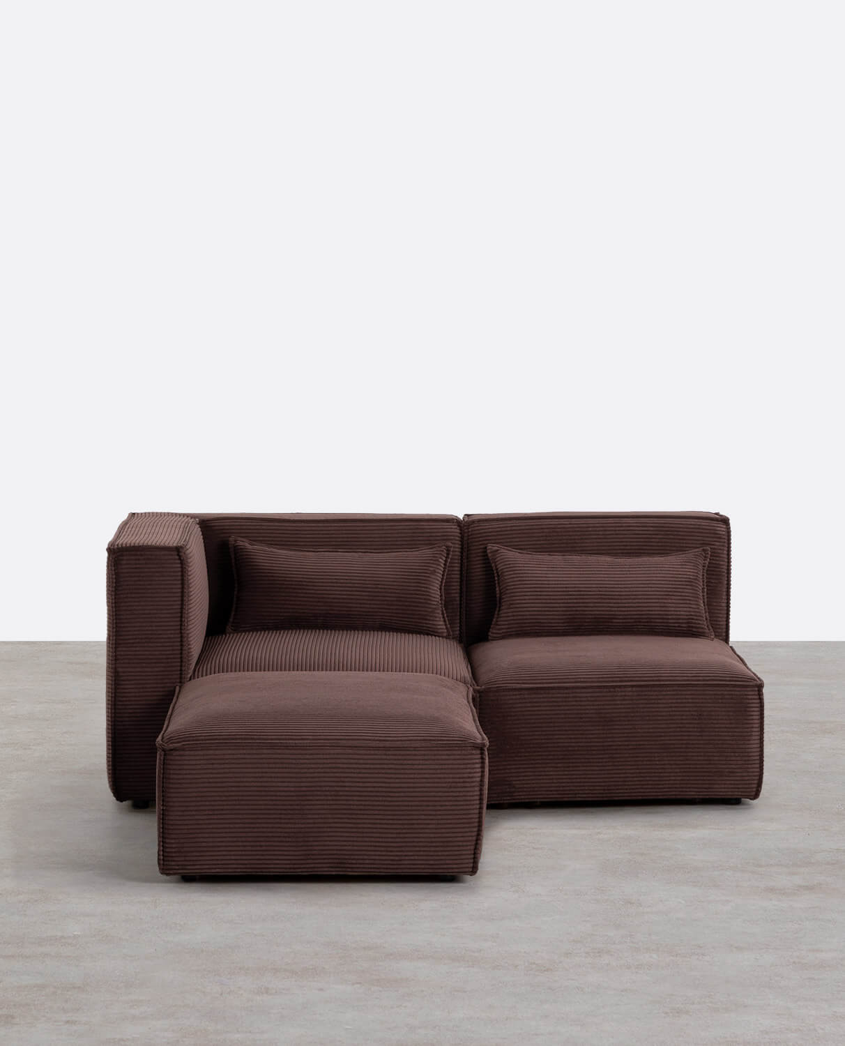 Canapé Modulable d'Angle 2 Pièces et le Fauteuil avec Pouf en Velours Côtelé  Kilhe , image de la gelerie 1