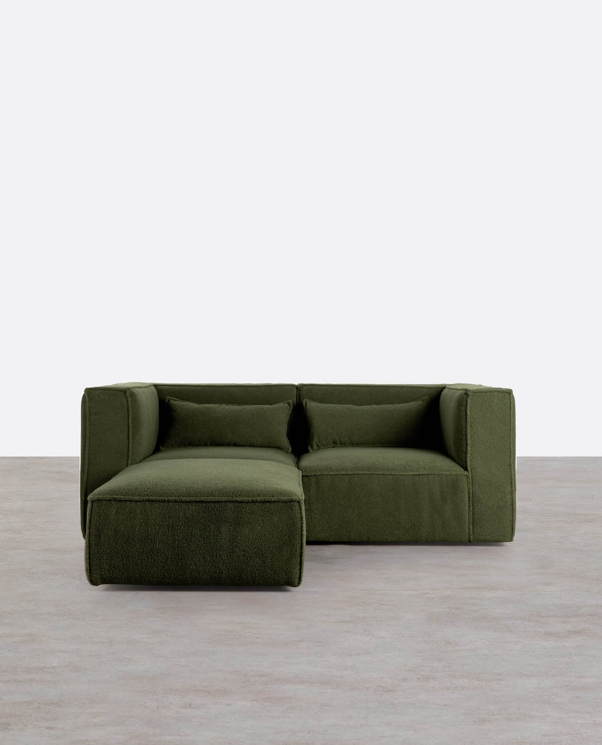 Canapé Modulable avec 2 Pièces d'Angle et Pouf en Tissu Bouclé Kilhe, image de la gelerie 1