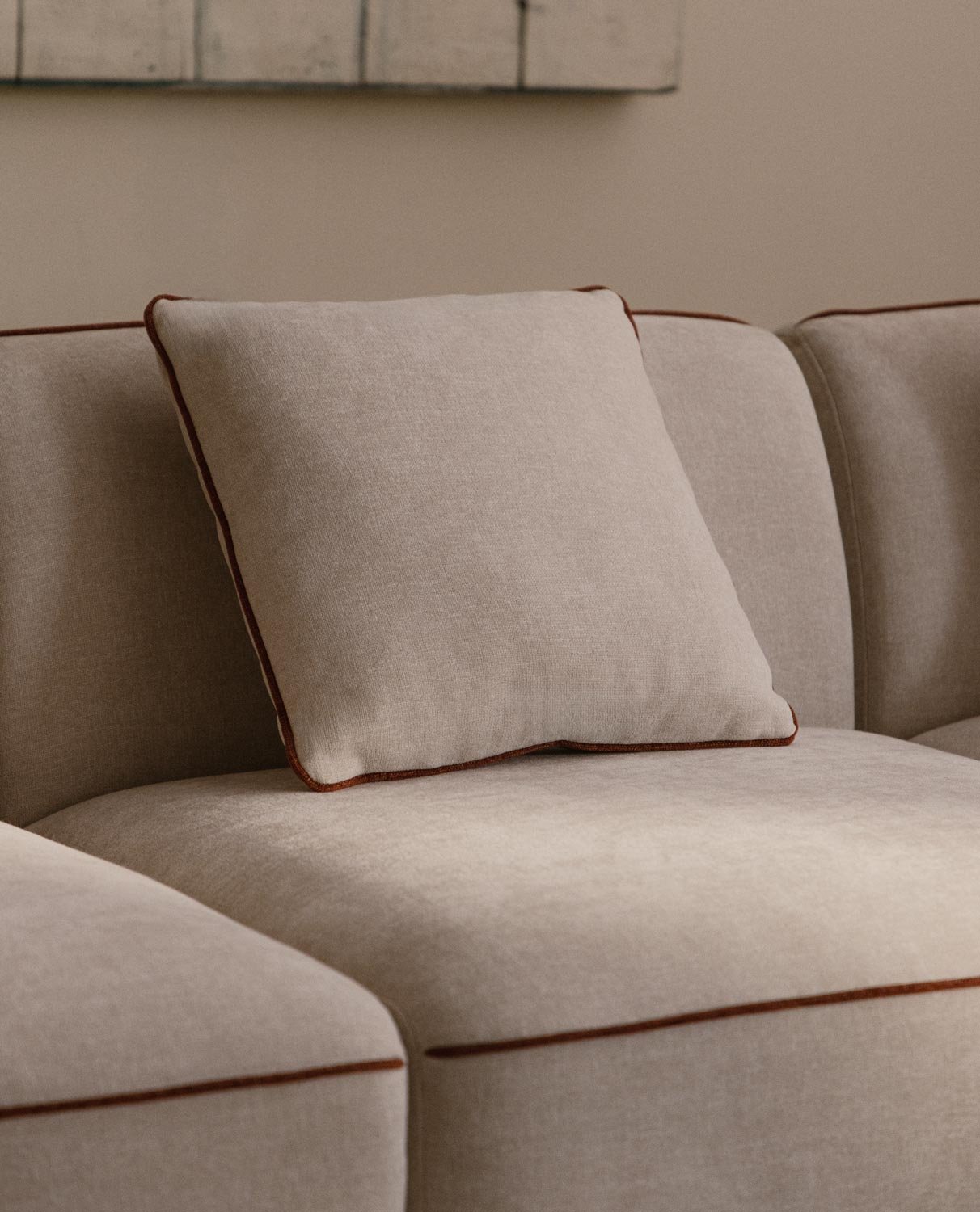 Canapé Méridienne Modulable 3 Pièces avec 2 Fauteuils et Pouf Rond en Tissu Ilham, image de la gelerie 2