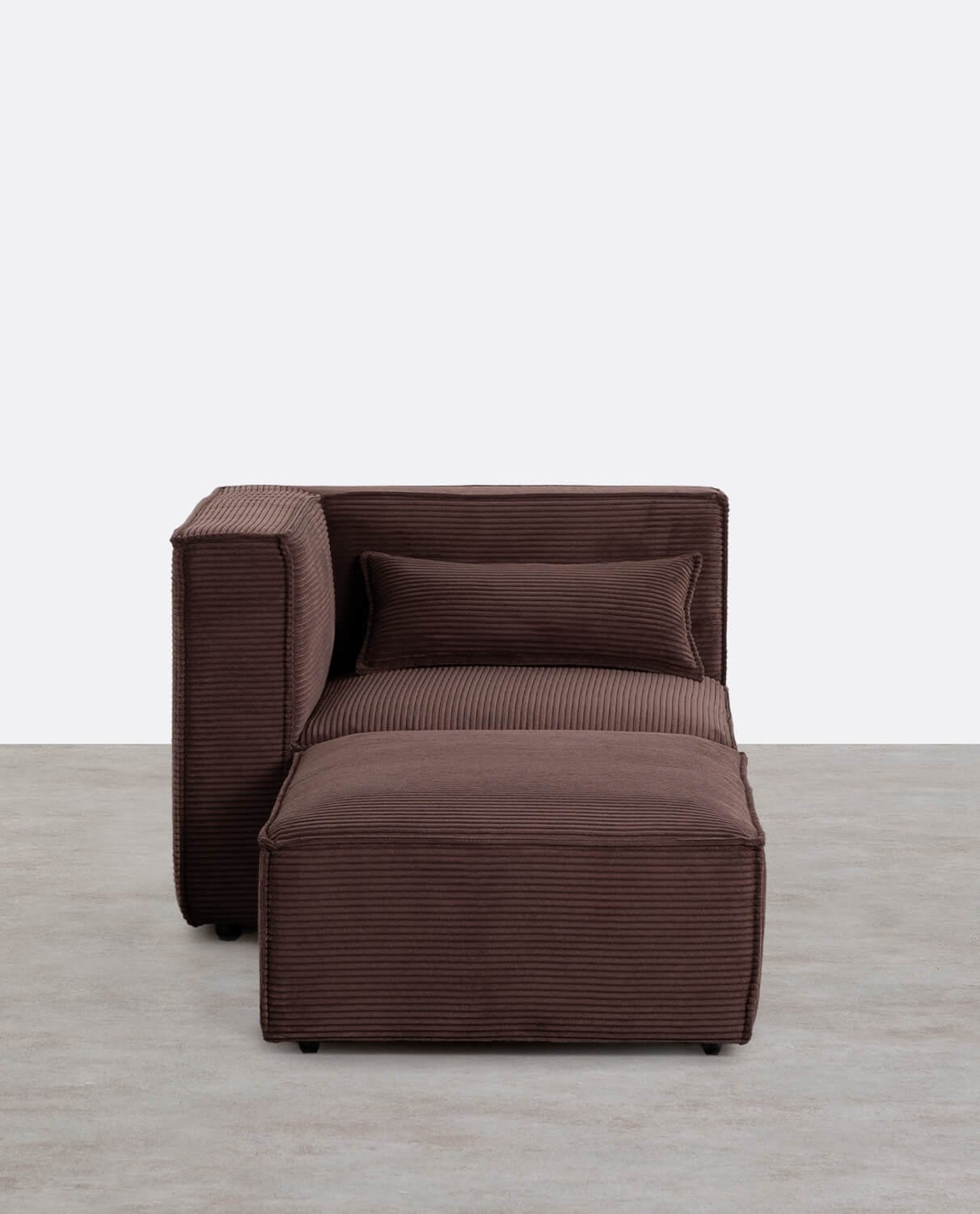 Fauteuil d'Angle Modulaire avec Pouf en Velours Côtelé Épais Kilhe  , image de la gelerie 2