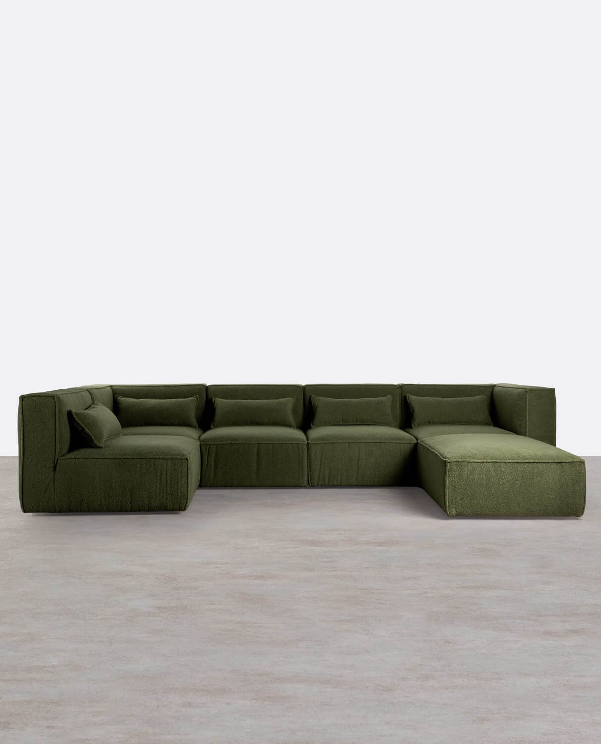Canapé Modulaire 5 Pièces et Pouf en Tissu Bouclé Kilhe, image de la gelerie 1