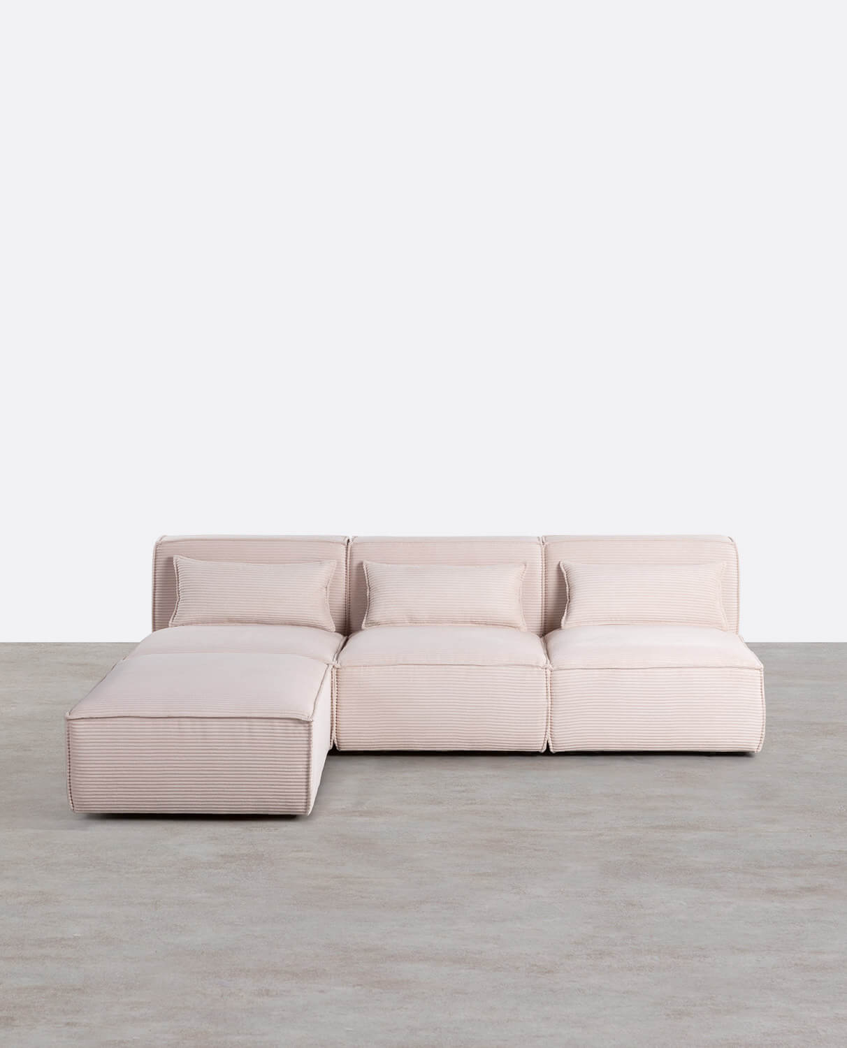Canapé Modulaire 3 Pièces Kilhe avec Pouf en Velours Côtelé Épais, image de la gelerie 1