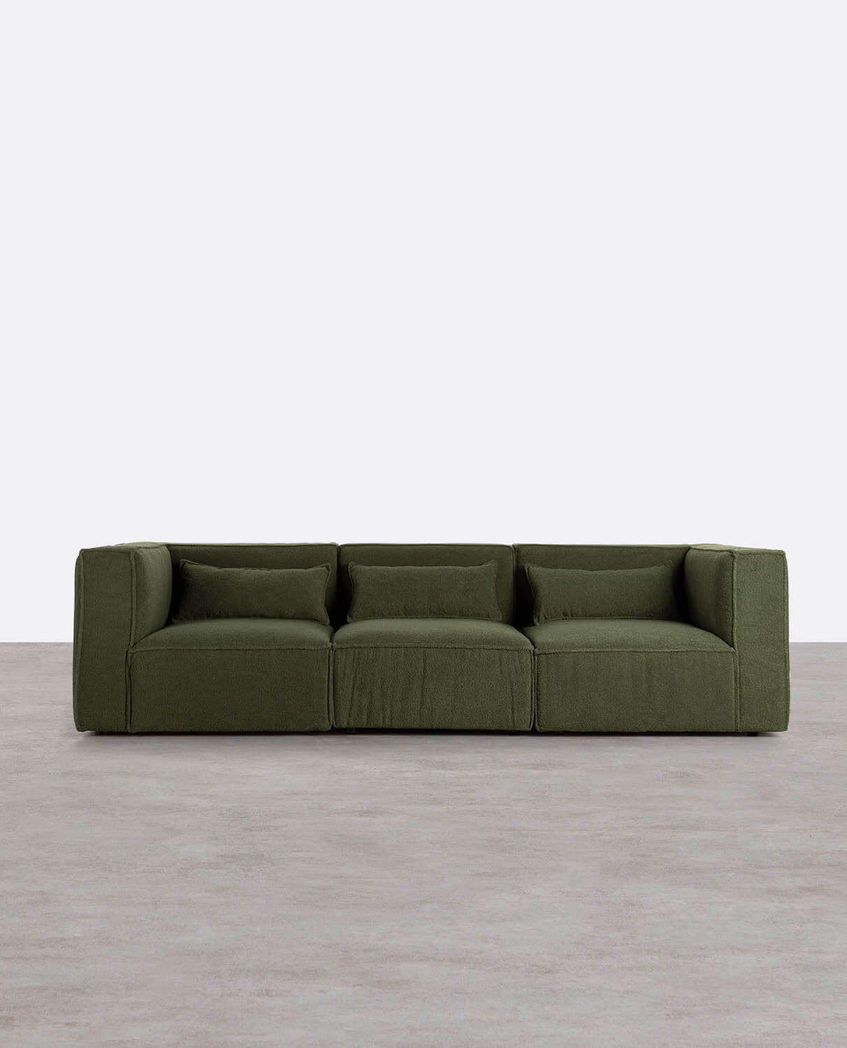 Canapé modulable 3 pièces avec 2 fauteuils d'angle en tissu Bouclé Kilhe, image de la gelerie 1