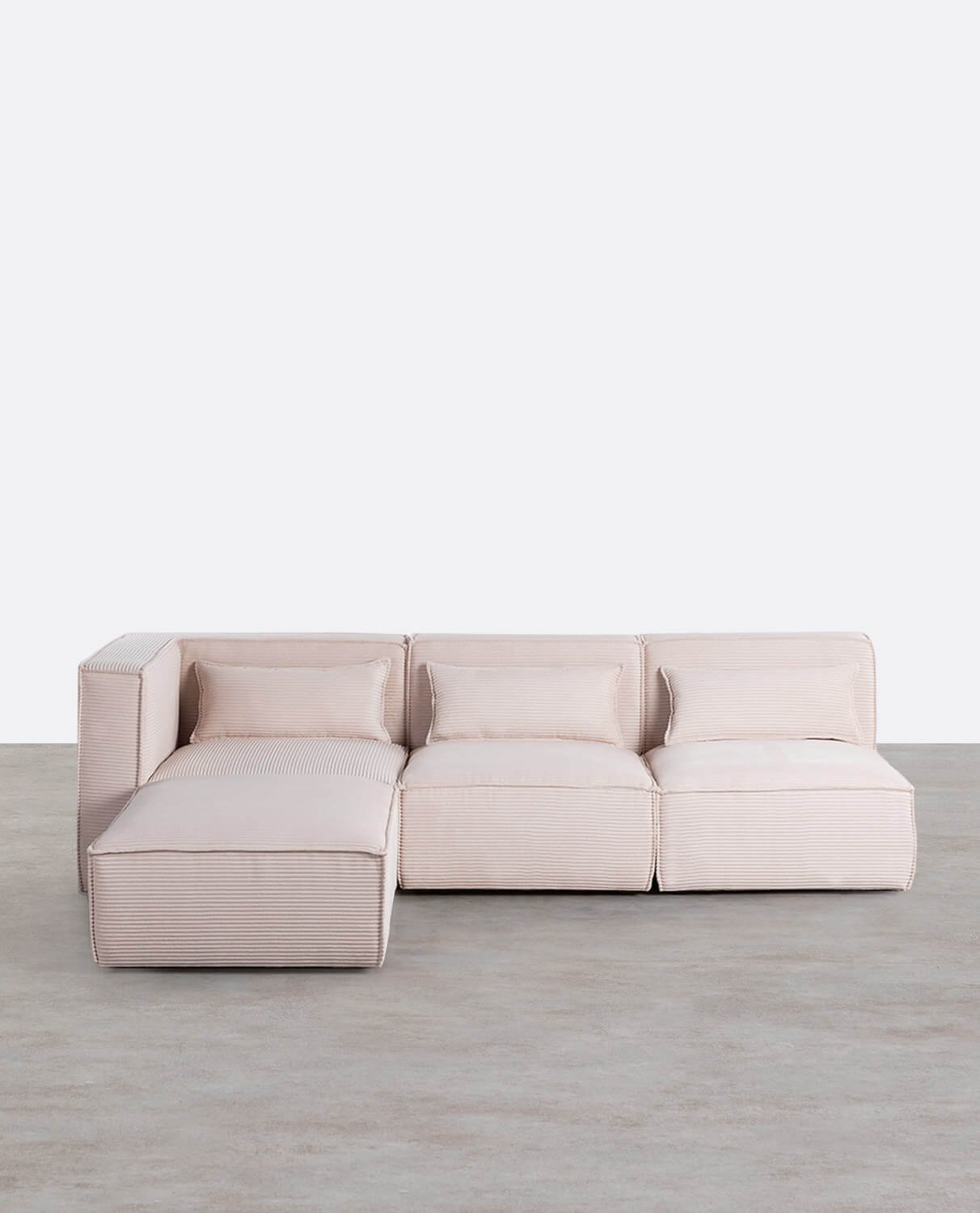 Canapé d'Angle Modulable 3 Pièces avec 2 Fauteuils et Pouf en Velours Côtelé Épais Kilhe, image de la gelerie 1