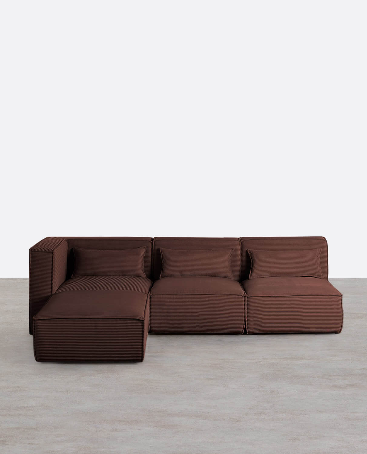 Canapé d'Angle Modulable 3 Pièces avec 2 Fauteuils et Pouf en Velours Côtelé Épais Kilhe, image de la gelerie 1