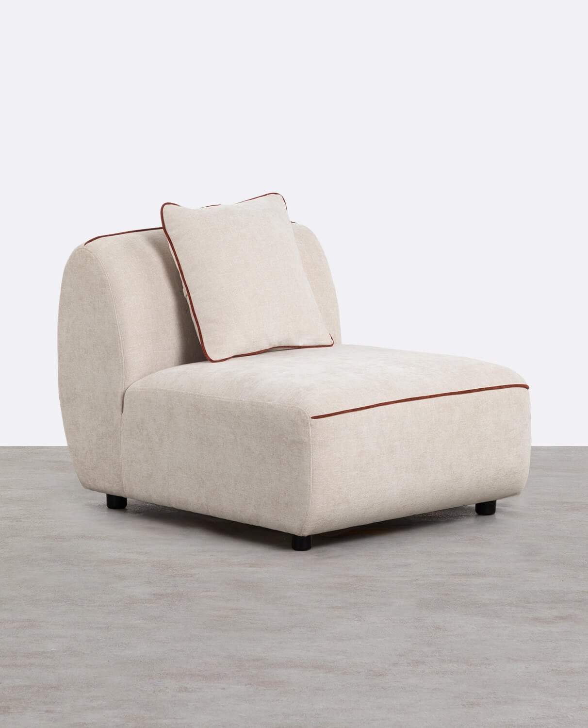 Fauteuil Canapé Modulable 3 Pièces avec Pouf Rond en Tissu Ilham, image de la gelerie 2