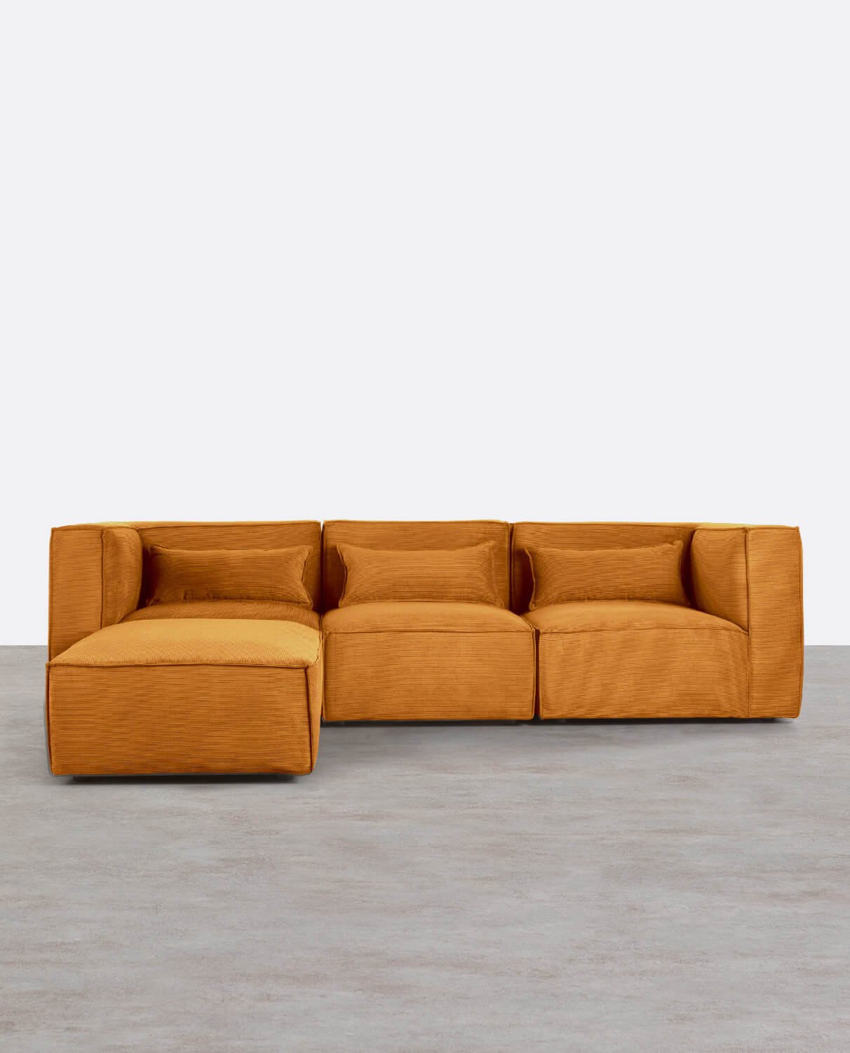 Canapé Modulaire 3 Pièces avec 2 Fauteuils d'Angle et Pouf en Velours Côtelé Kilhe, image de la gelerie 1