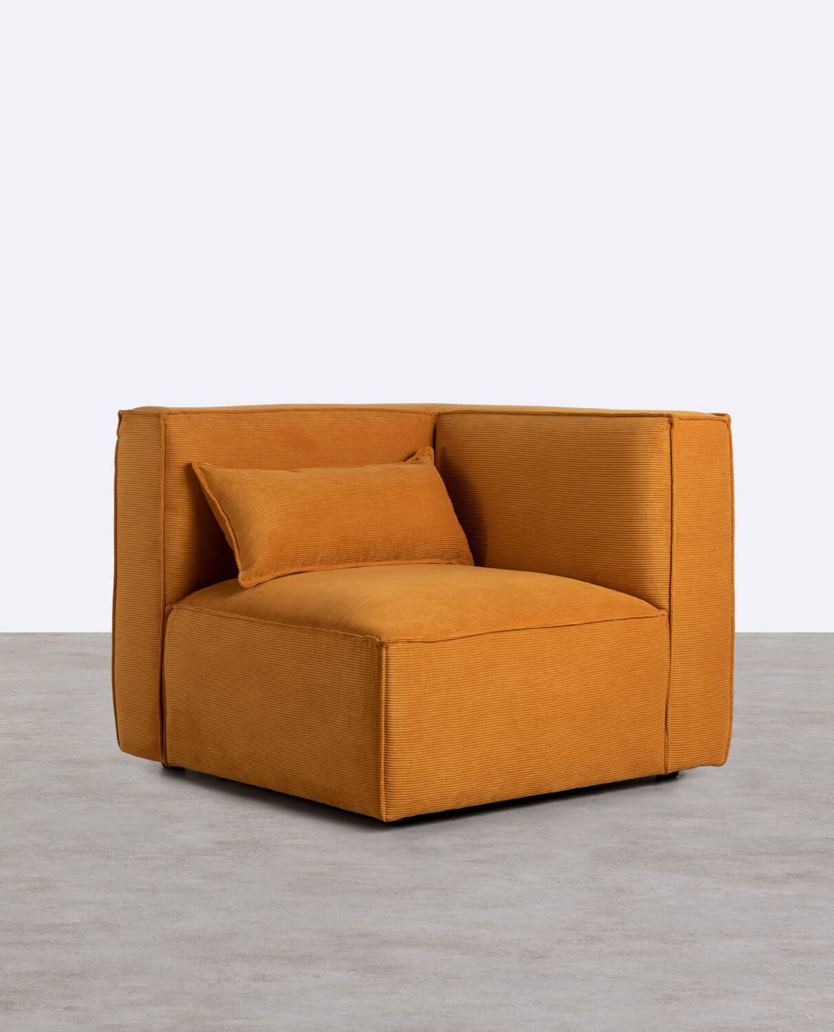 Canapé Modulaire 3 Pièces avec 2 Fauteuils d'Angle et Pouf en Velours Côtelé Kilhe, image de la gelerie 2