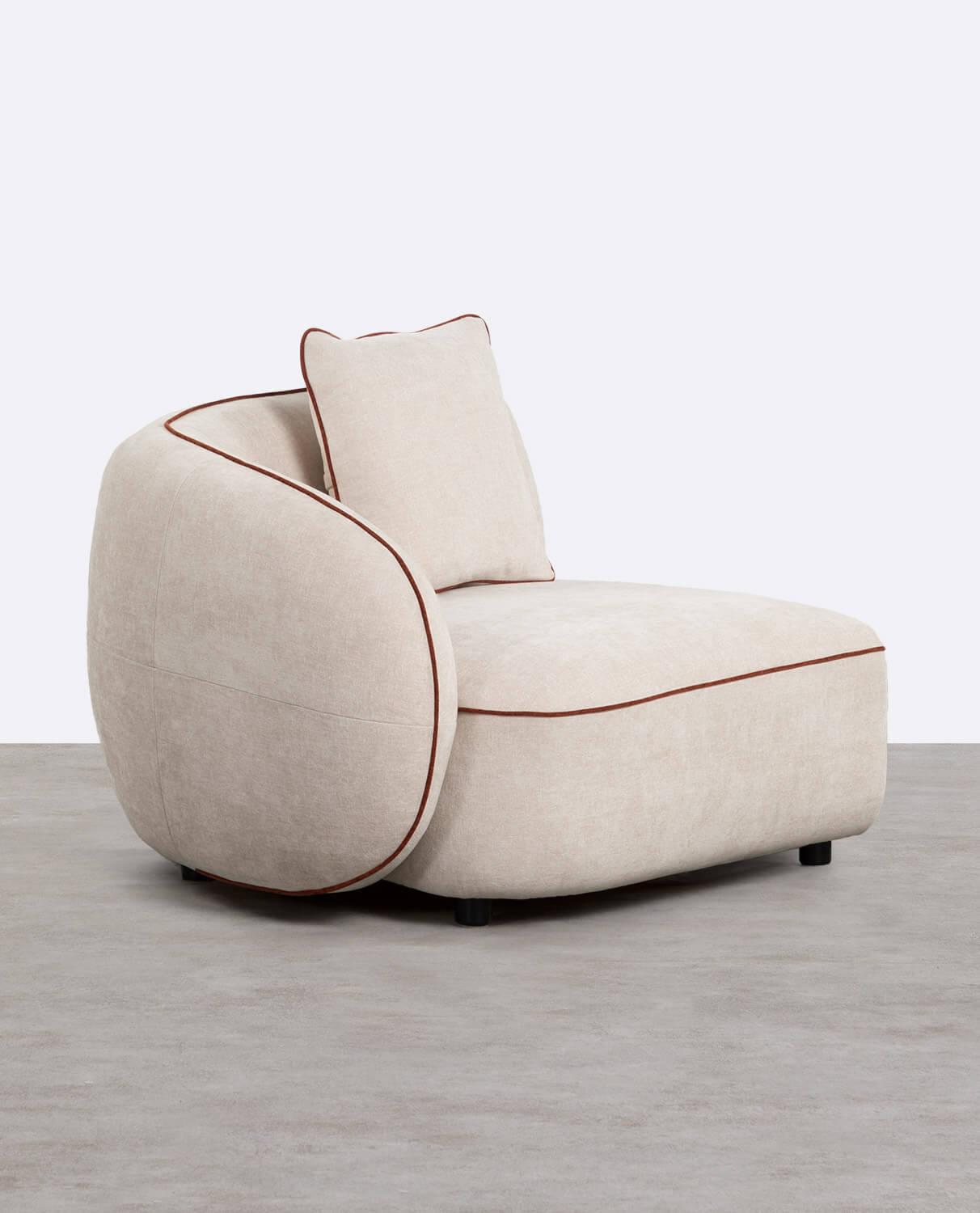 Canapé Modulable 3 Pièces à 2 Angles et Fauteuil avec Pouf Rond en Tissu Ilham, image de la gelerie 2