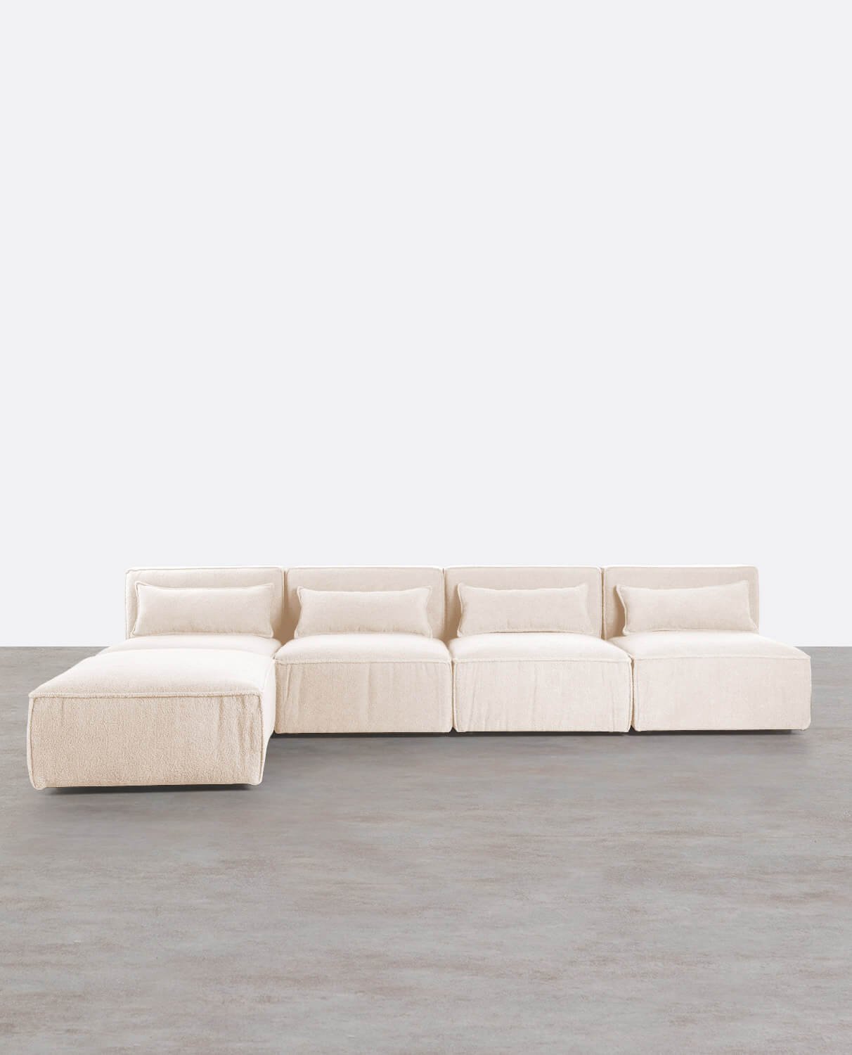 Canapé Modulaire 4 Pièces et Pouf en Tissu Bouclé Kilhe, image de la gelerie 1