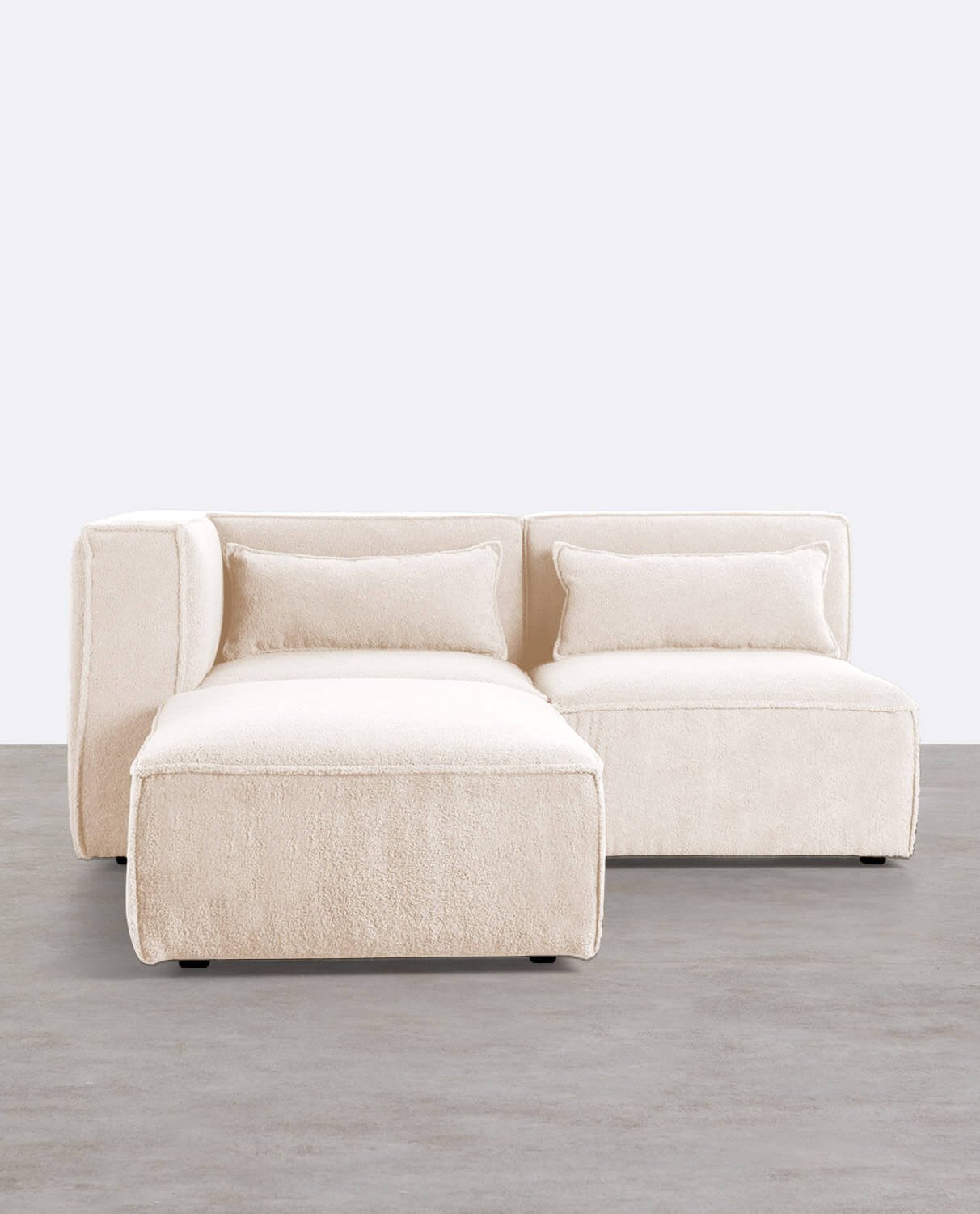 Canapé d'Angle Modulable 2 Pièces et Pouf en Tissu Bouclé Kilhe, image de la gelerie 1
