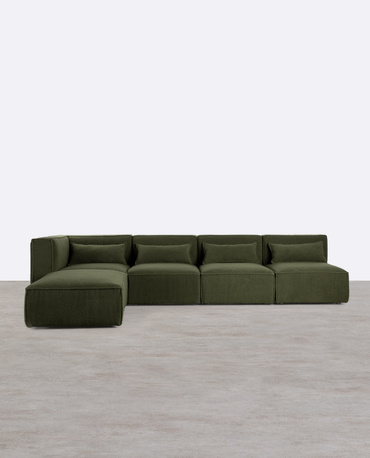 Canapé Modulable 4 Pièces avec 3 Fauteuils et Pouf en Tissu Bouclé Kilhe, image de la gelerie 1
