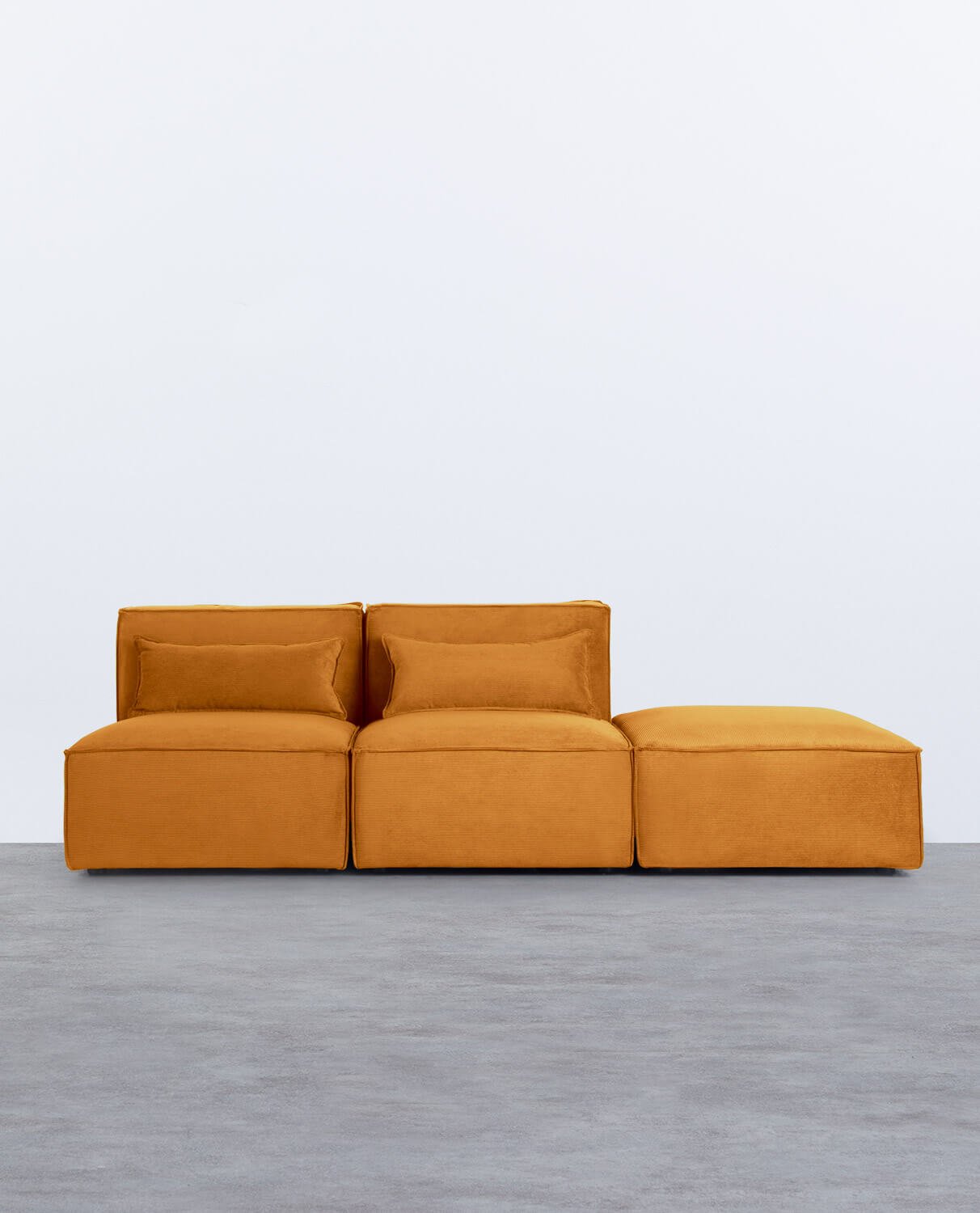 Canapé Modulaire 2 pièces et Pouf en Velours Côtelé Kilhe