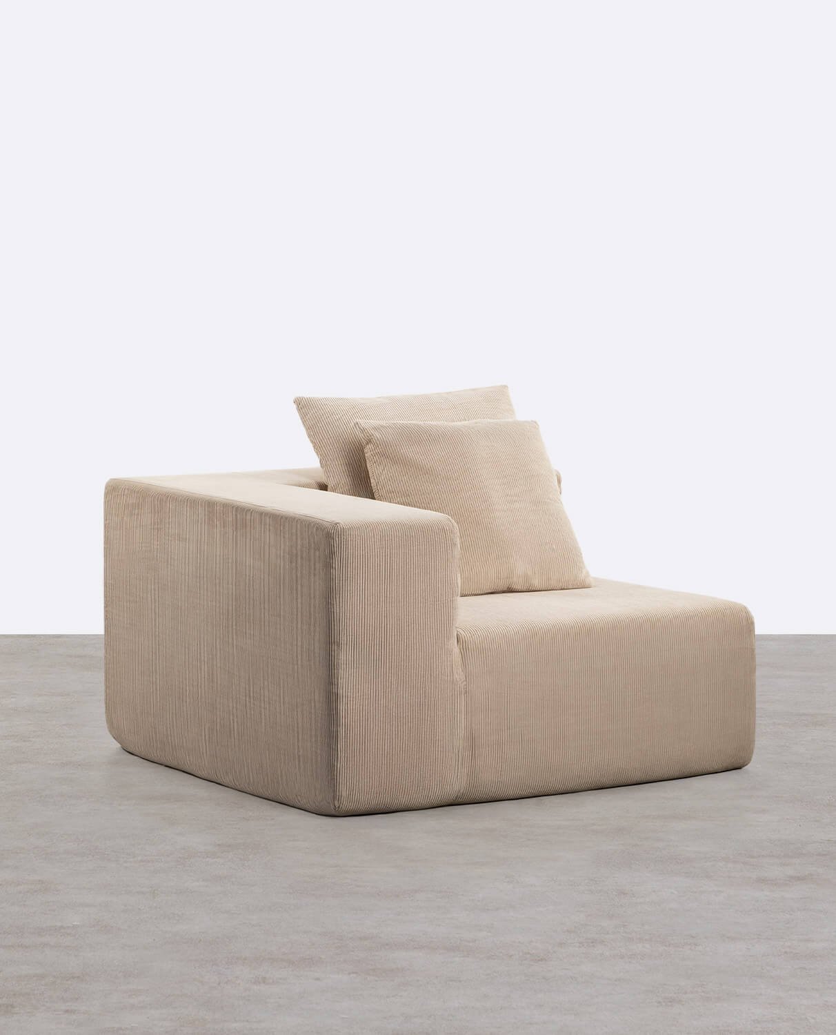 Chaise d'Angle Droite en Velours Côtelé Emballée Sous Vide Grecia, image de la gelerie 1
