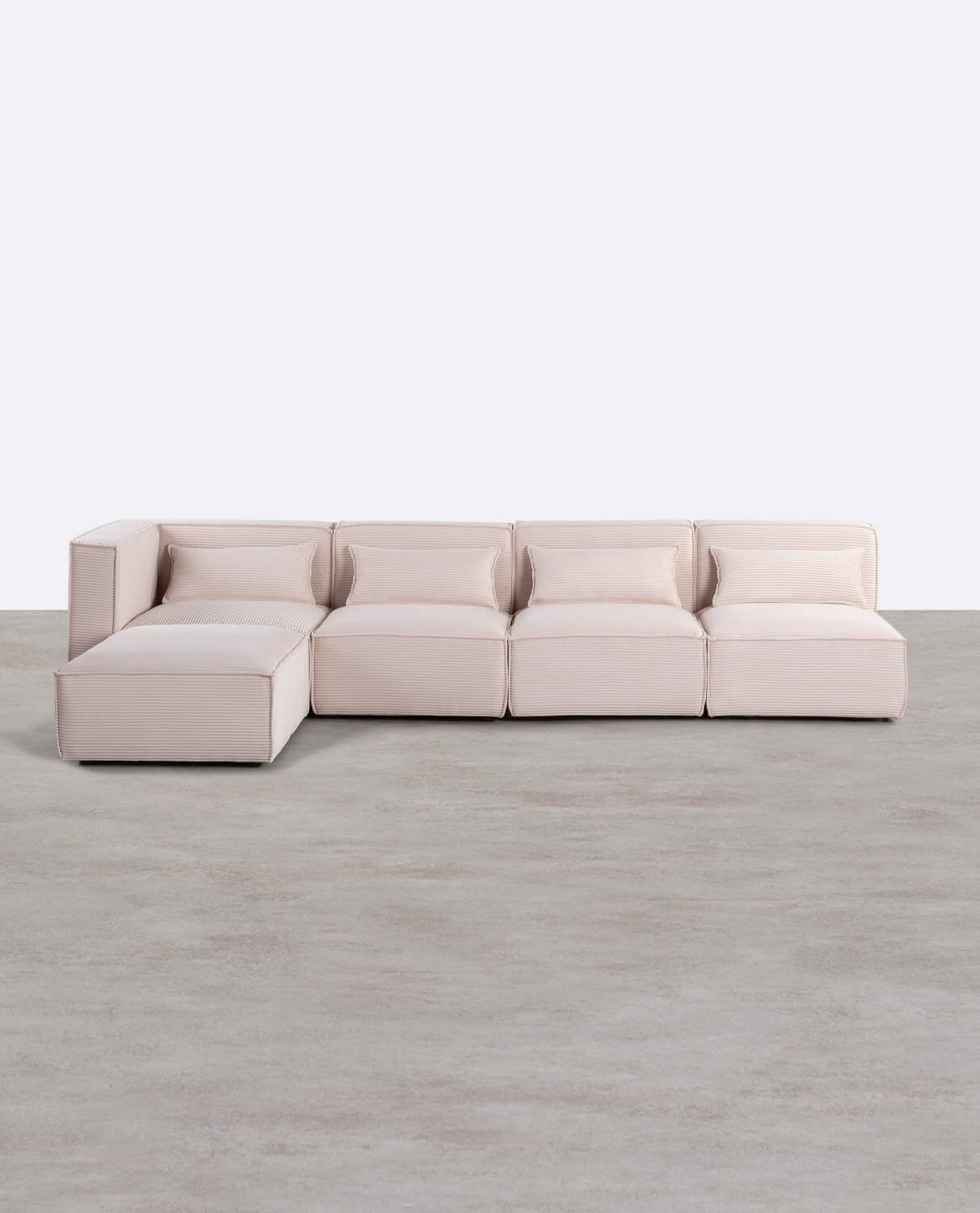 Canapé Modulable 4 Pièces avec 3 Fauteuils et un Pouf en Velours Côtelé Épais Kilhe, image de la gelerie 1