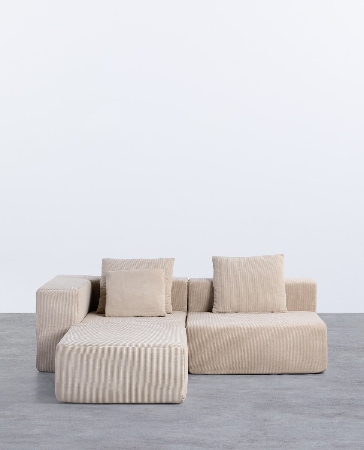 Canapé d'Angle 2 Pièces et Fauteuil avec Pouf en Velours sous Vide Grecia