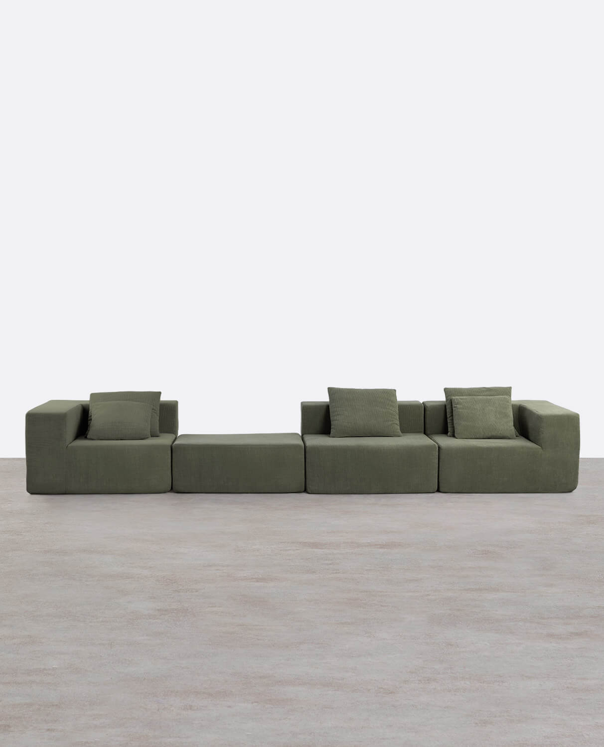 Canapé d'Angle 3 Pièces avec 1 Fauteuil et Pouf en Velours sous Vide Grecia, image de la gelerie 2