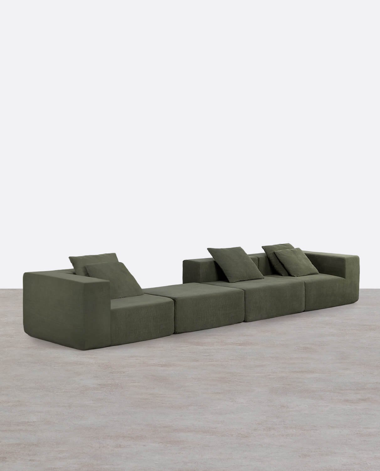 Canapé d'Angle 3 Pièces avec 1 Fauteuil et Pouf en Velours sous Vide Grecia, image de la gelerie 1