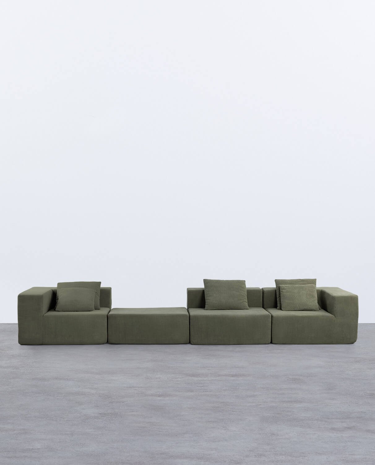 Canapé d'Angle 3 Pièces avec 1 Fauteuil et Pouf en Velours sous Vide Grecia